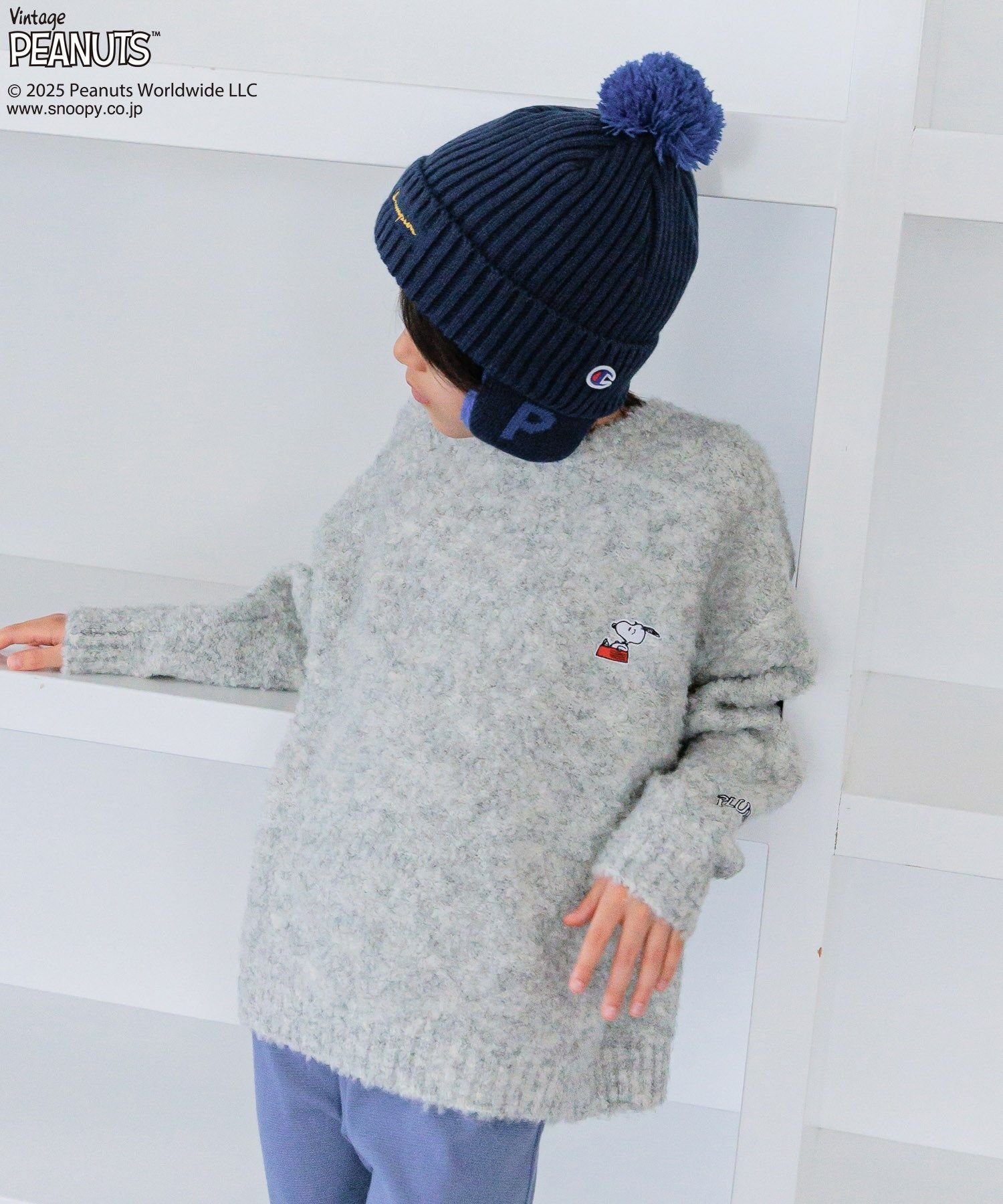 BAYFLOW [メンズとお揃い♪]【PEANUTS×BAYFLOW】ワンポイント刺繍ニット(KIDS) ベイフロー トップス ニ..