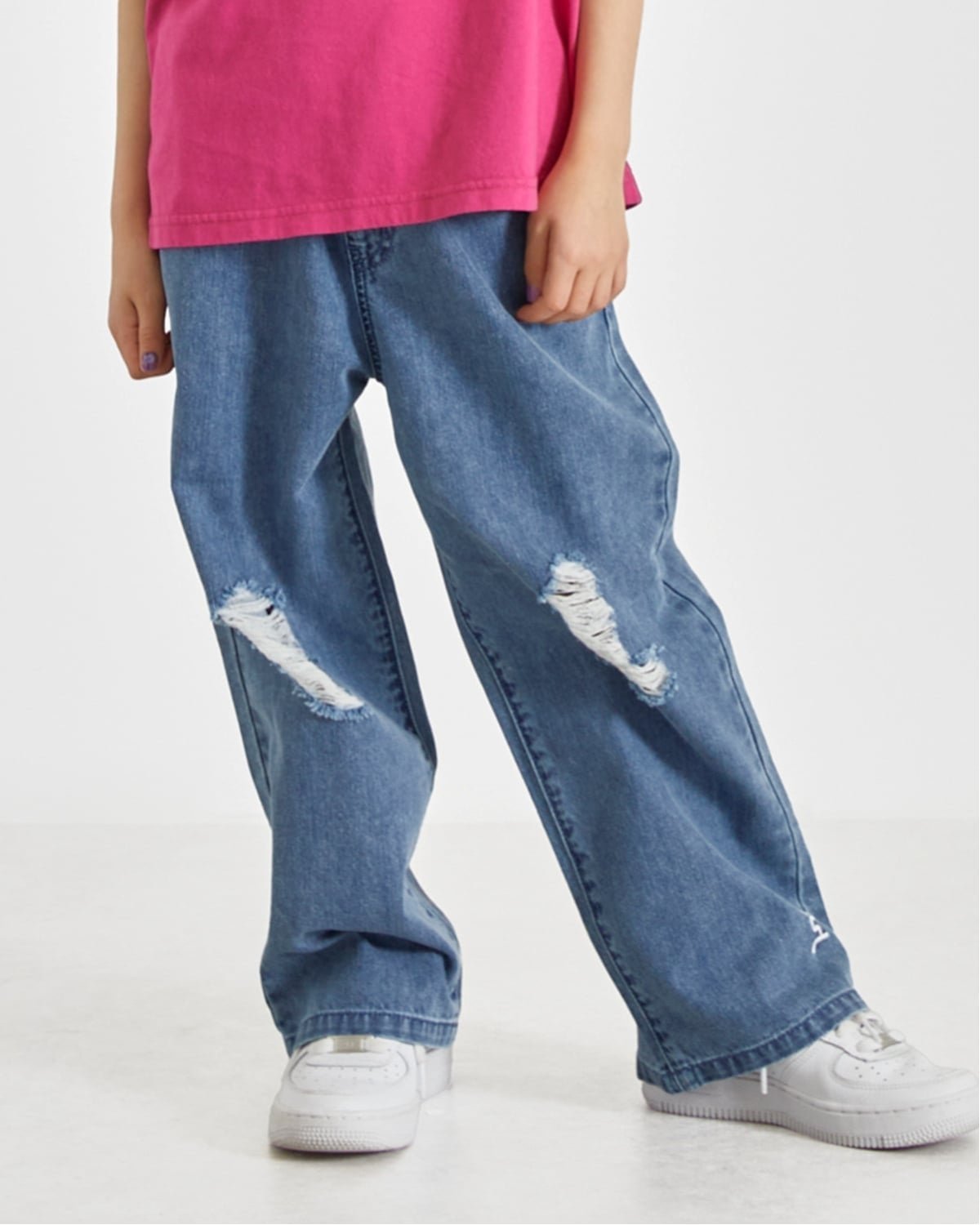 【SALE／30%OFF】X-girl Stages クラッシュワイドデニムパンツ ナルミヤオンライン パンツ ジーンズ・デニムパンツ ブルー【送料無料】