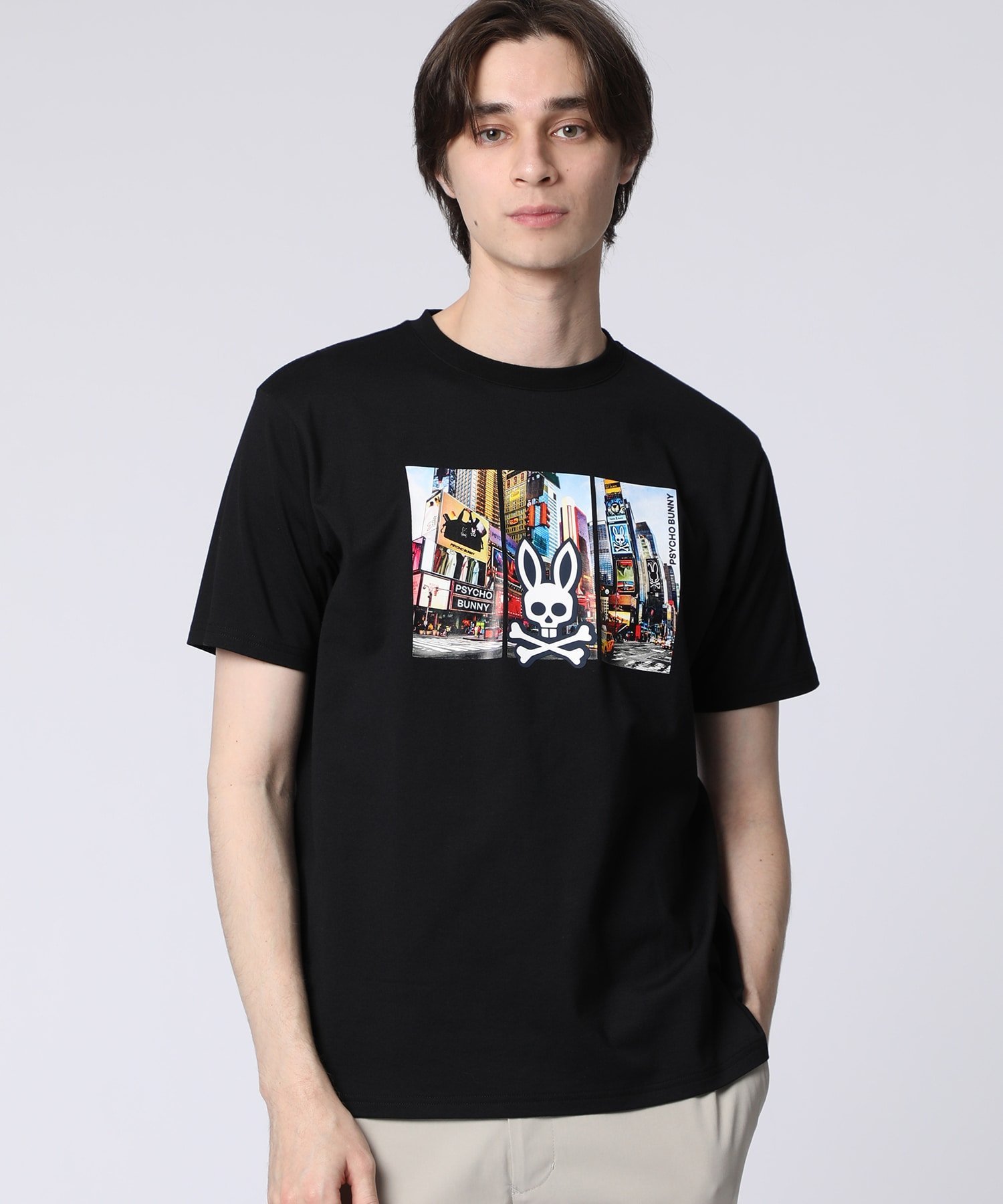 Psycho Bunny マンハッタン3DラバーロゴTシャツ サイコバニー トップス カットソー・Tシャツ ブラック ホワイト【送料無料】