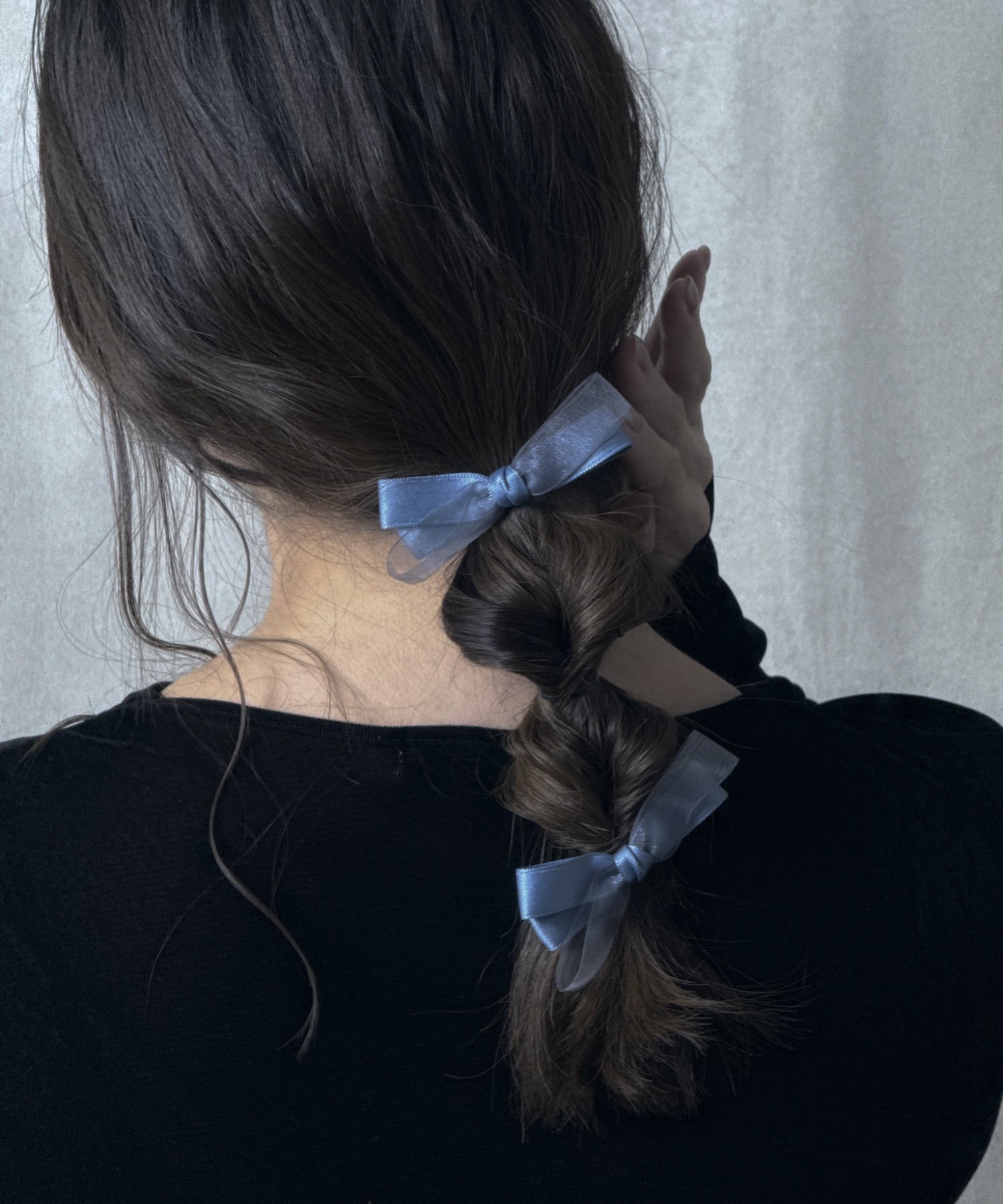 Heartdance サテン*オーガンジーリボンクリップ 2個セット ハートダンス ヘアアクセサリー バレッタ・ヘアクリップ・ヘアピン ブラック ピンク ブルー
