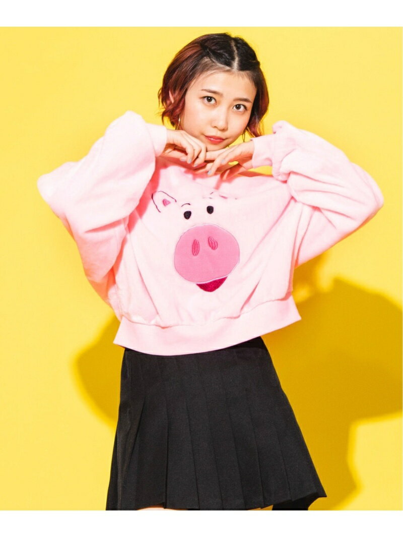 【SALE／50%OFF】WEGO Disneyフェイスプルオーバー ウィゴー トップス カットソー・Tシャツ ピンク グリーン ホワイト イエローのサムネイル