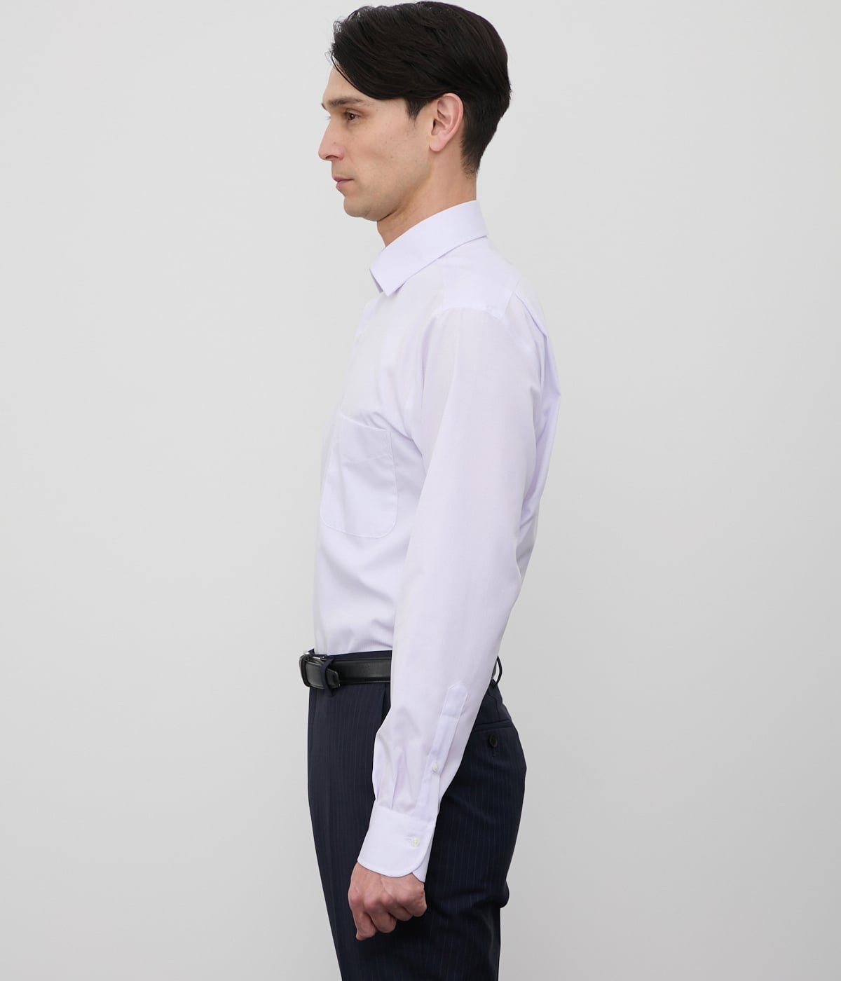 NEWYORKER MEN NY CARE FREE・GIZA COTTON ドビー無地 長袖ワイドカラーシャツ ニューヨーカー トップス シャツ・ブラウス パープル
