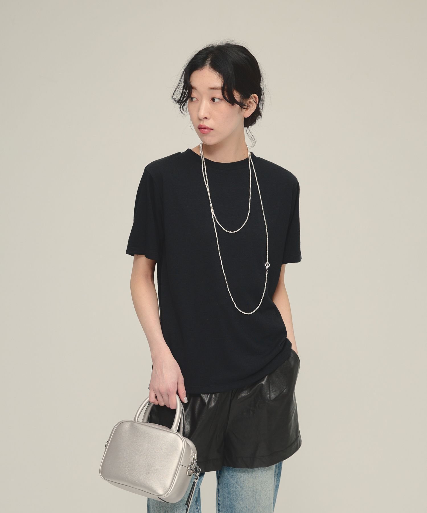 eL Linen Comfort Tee ジーナシス トップス カットソー・Tシャツ ピンク ホワイト ブラック ブルー