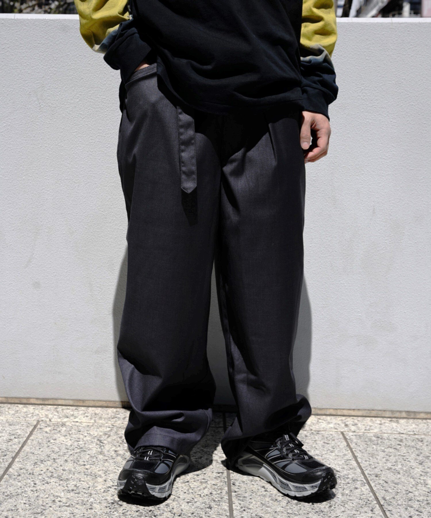 BEAVER B omnivore/ビーオムニボー TR BELT LOOSE PANTS ビーバー パンツ その他のパンツ ブラック グレー【送料無料】