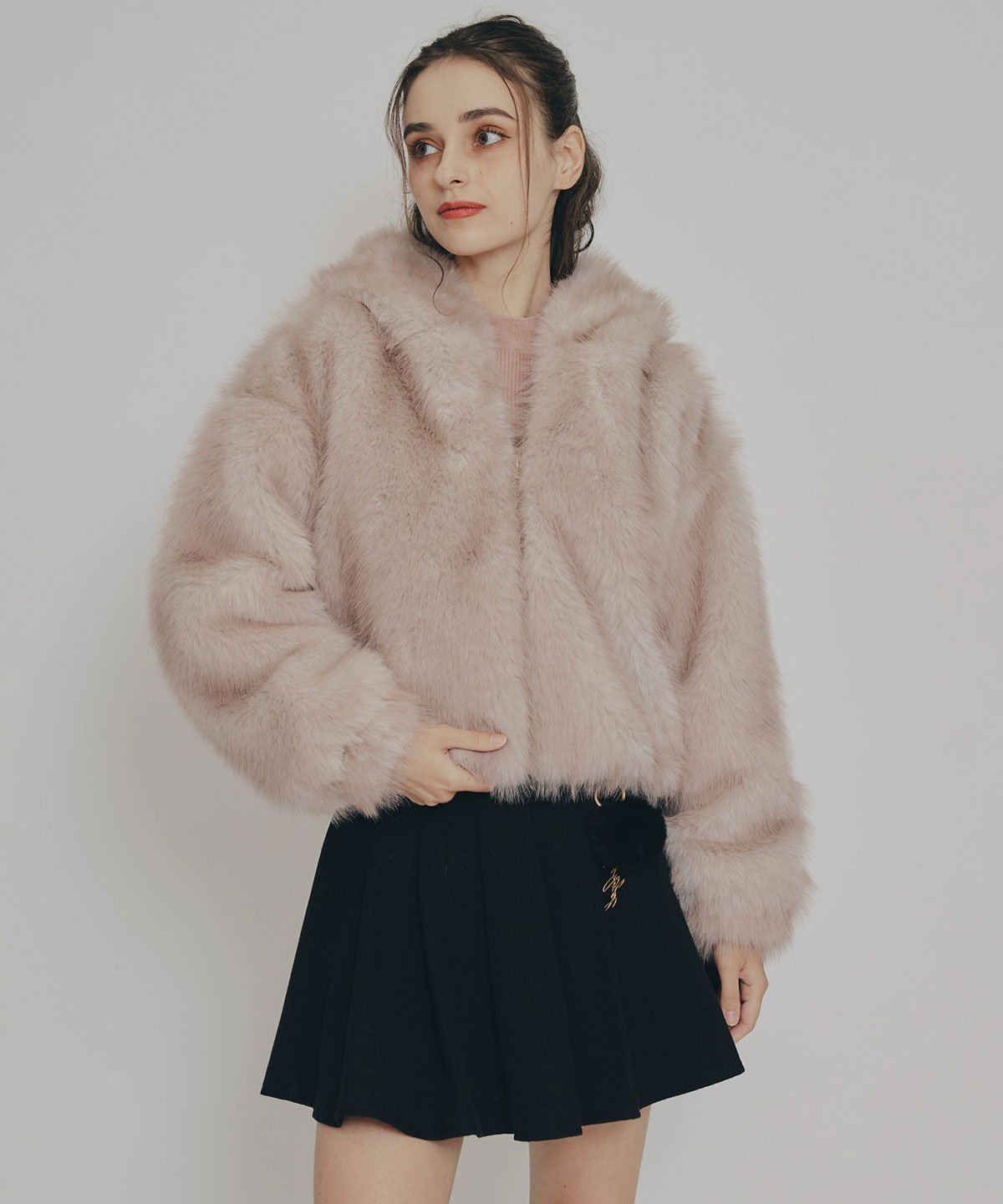 楽天Rakuten FashionREDYAZEL フォックスファーライクフーディショートジャケット レディアゼル ジャケット・アウター その他のジャケット・アウター ベージュ ブラウン【送料無料】