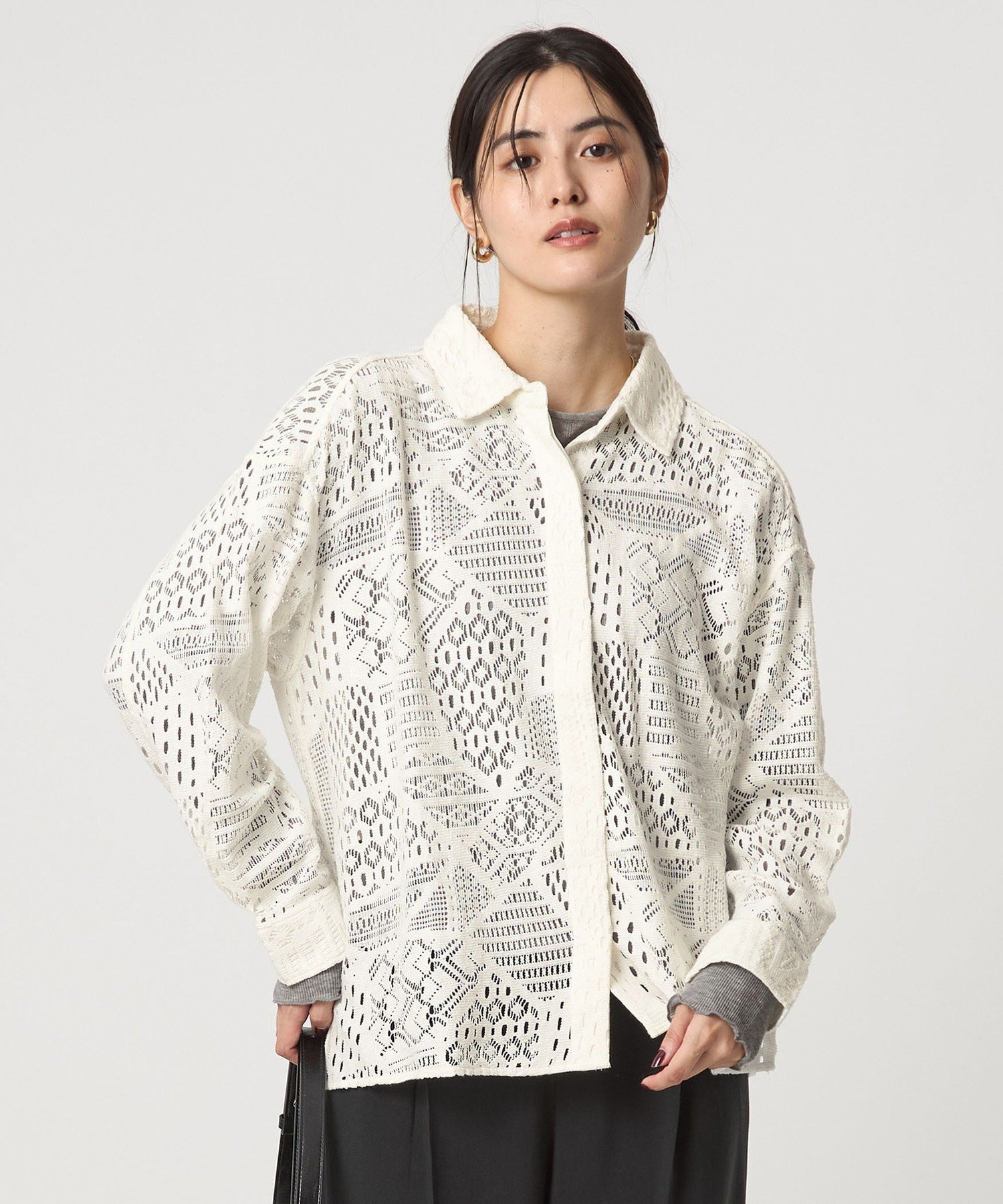 【SALE／30%OFF】UNITED ARROWS green label relaxing クラフトレース シャツ ユナイテッドアローズ アウトレット トップス シャツ・ブラウス ブラック ホワイト ブラウン【送料無料】
