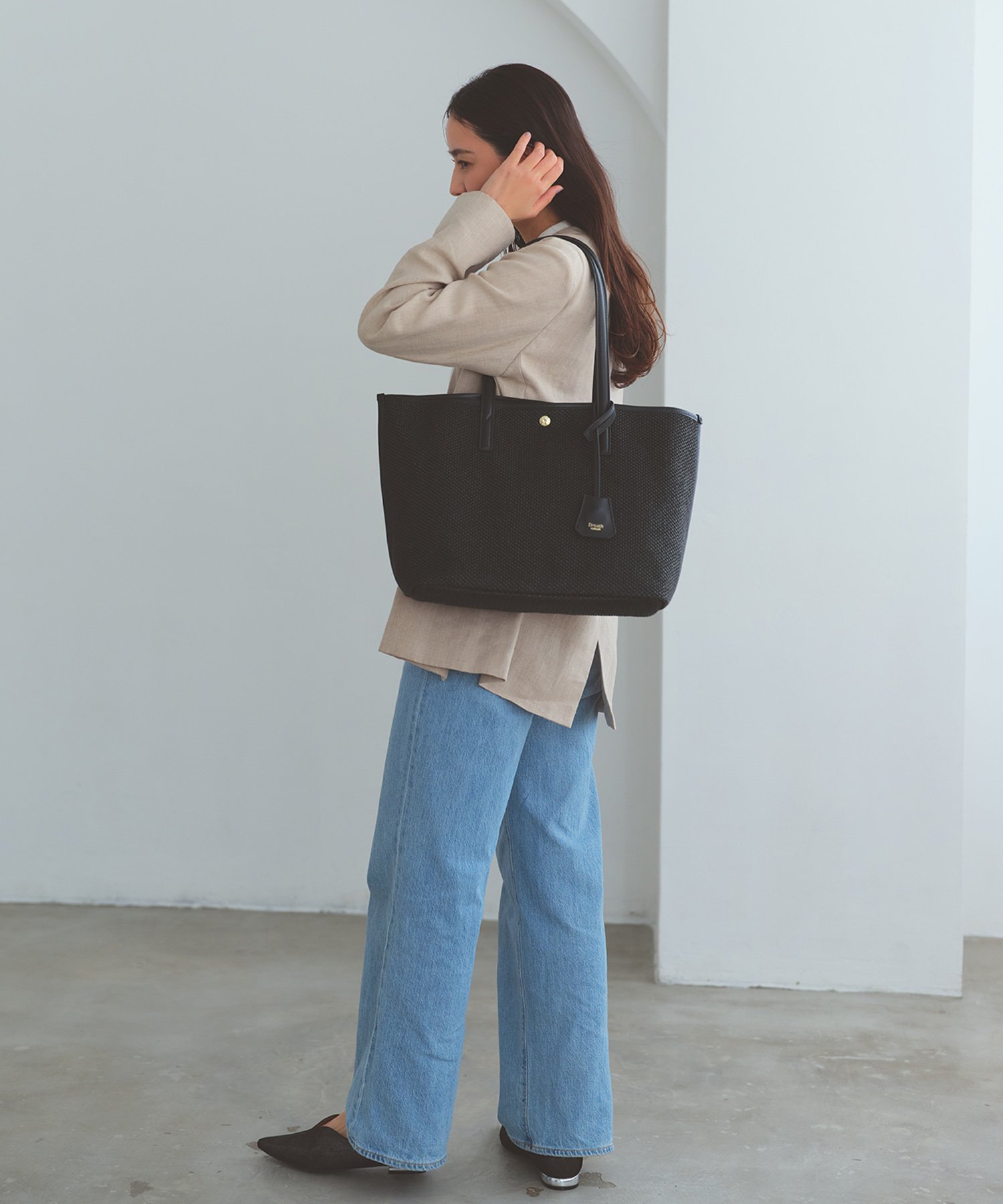 Breath TOPKAPI 【Breath TOPKAPI】レザーコンビ 雑材風 トートバッグ A4 軽量 トプカピ バッグ トートバッグ ブラック ベージュ【送料無料】