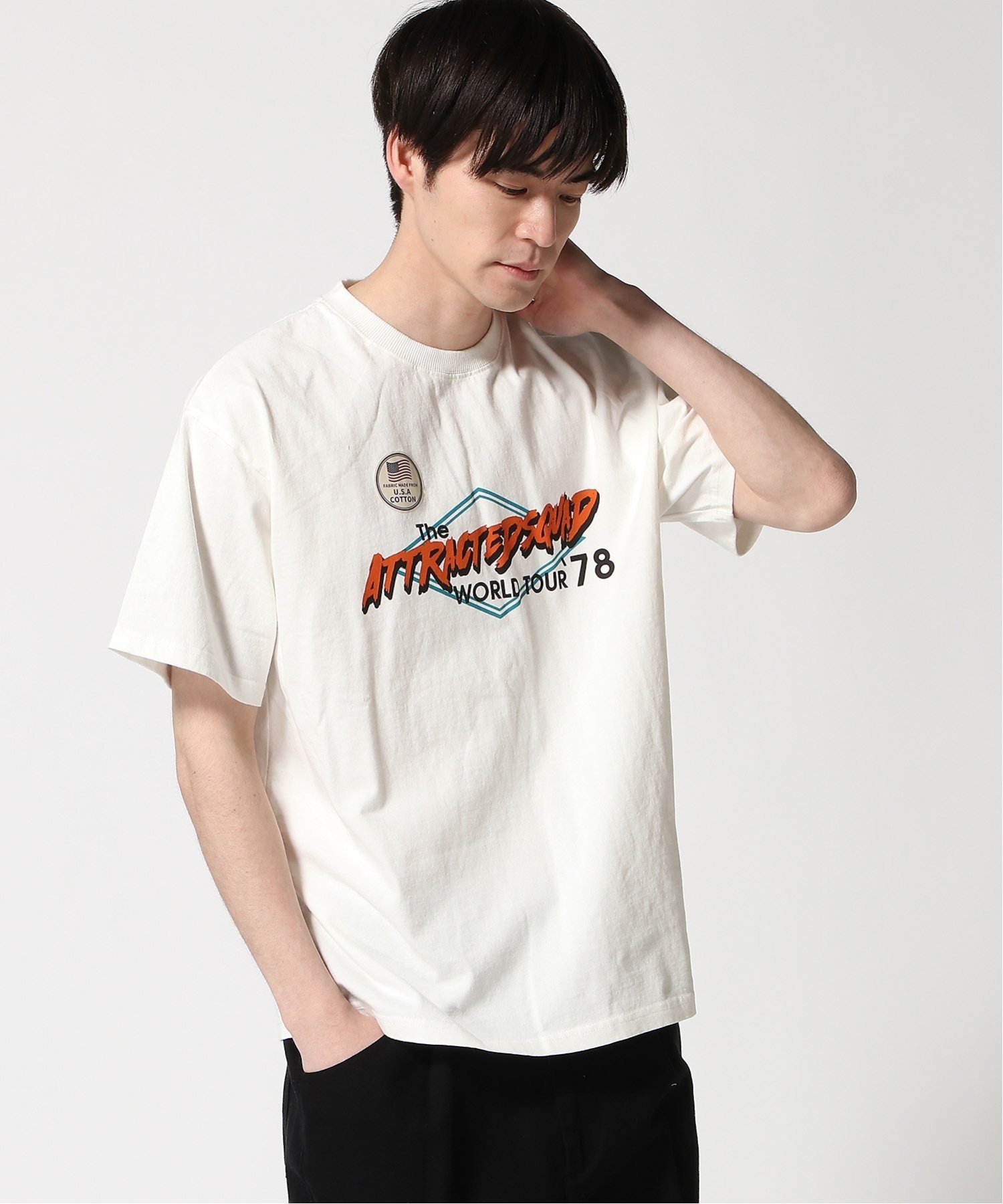 ROUGH TRADE ROUGH TRADE/(M)USAコットンピグメントツアーTEE サンコーバザール トップス カットソー・Tシャツ ホワイト グレー パープル