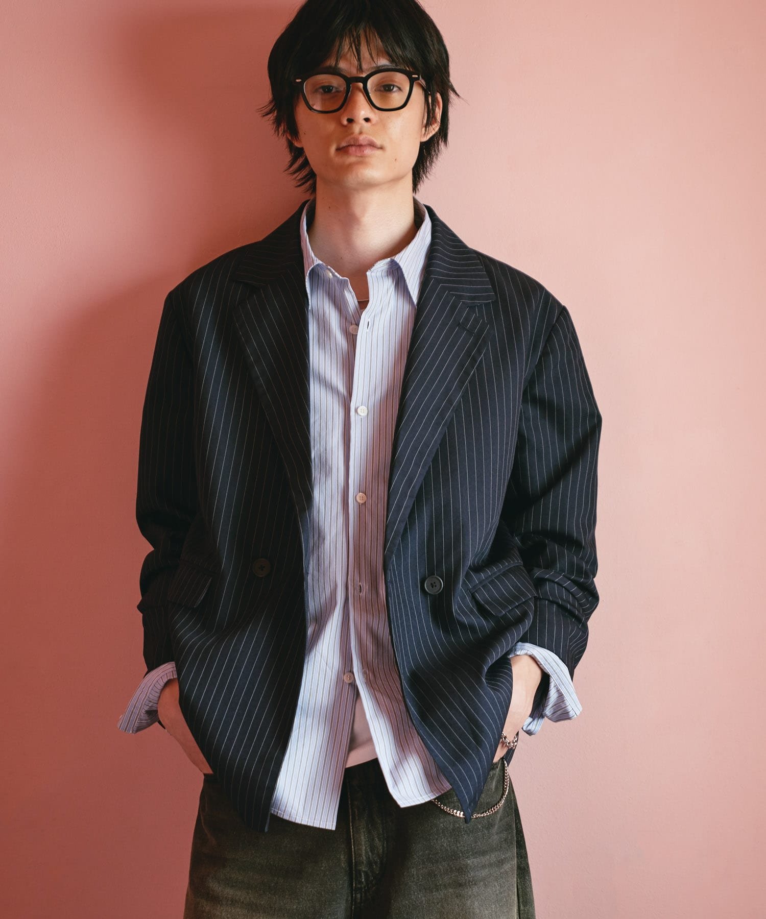 【SALE／60%OFF】SENSE OF PLACE 『セットアップ対応』ピンストライプルーズテーラードジャケット セン..