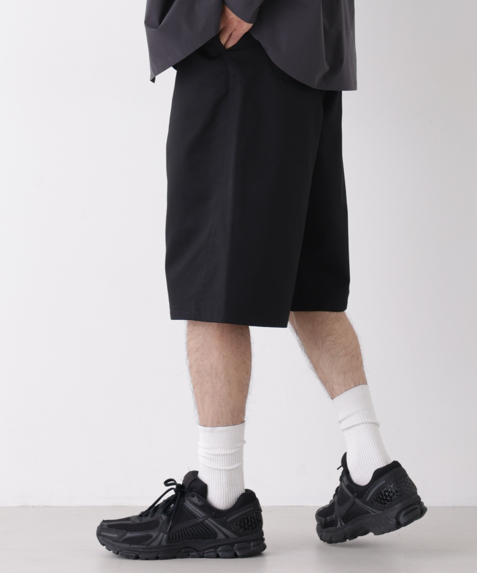 NANO universe TCツイルバギーショーツ ナノユニバース パンツ その他のパンツ ブラック ベージュ