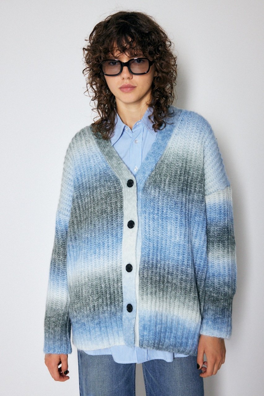 MOUSSY GRADATION KNIT カーディガン マウジー トップス カーディガン ブルー オレンジ【送料無料】のサムネイル