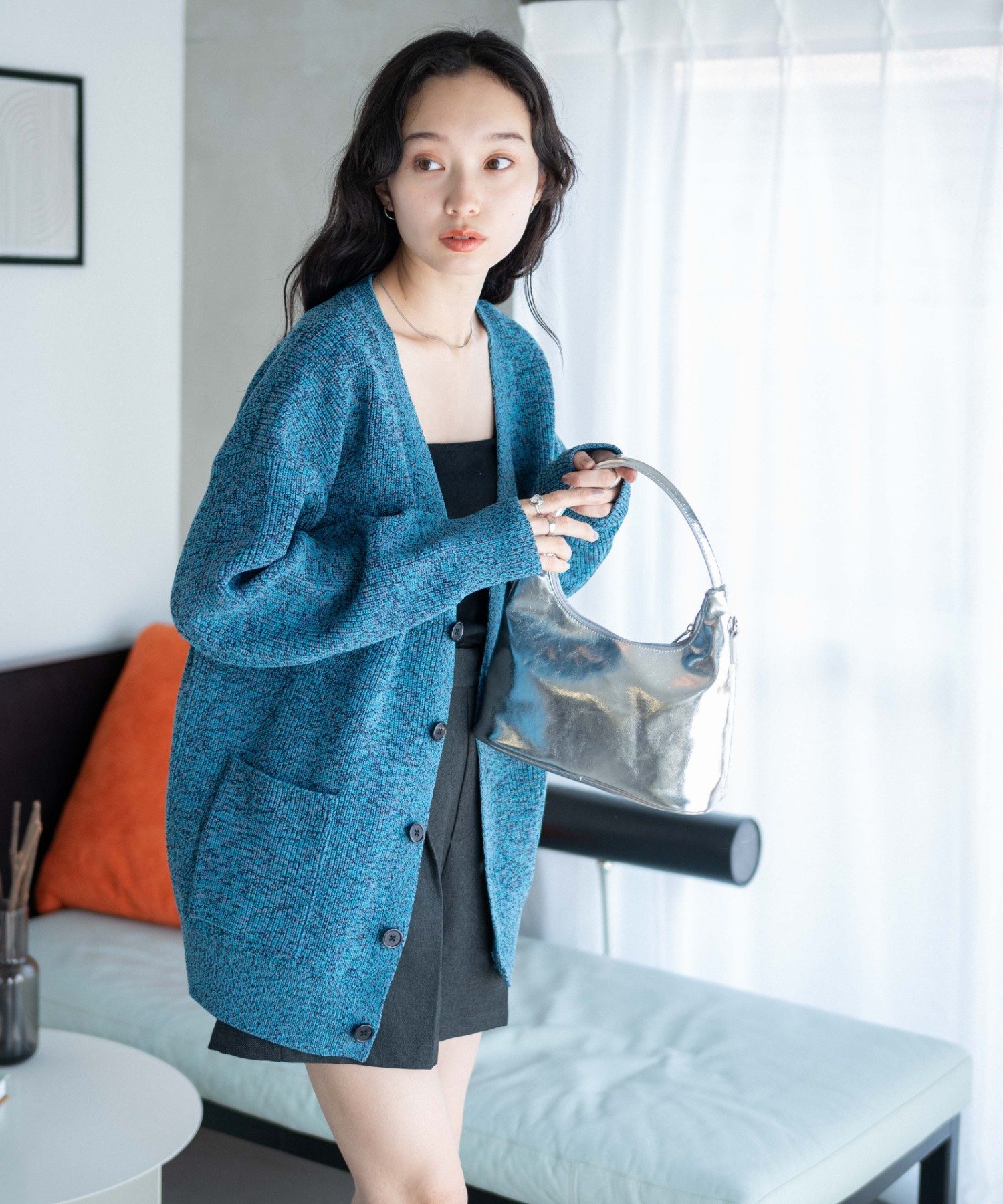 【SALE／67%OFF】WEGO LADY'S ミックスカラースポンジカーデ ウィゴー トップス ニット ブルー イエロー ブラックのサムネイル