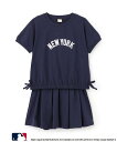 【SALE/30%OFF】petit main 【MLB/リンク】カットソーセットアップ ナルミヤオンライン トップス アンサンブル ネイビー ベージュ ブルー