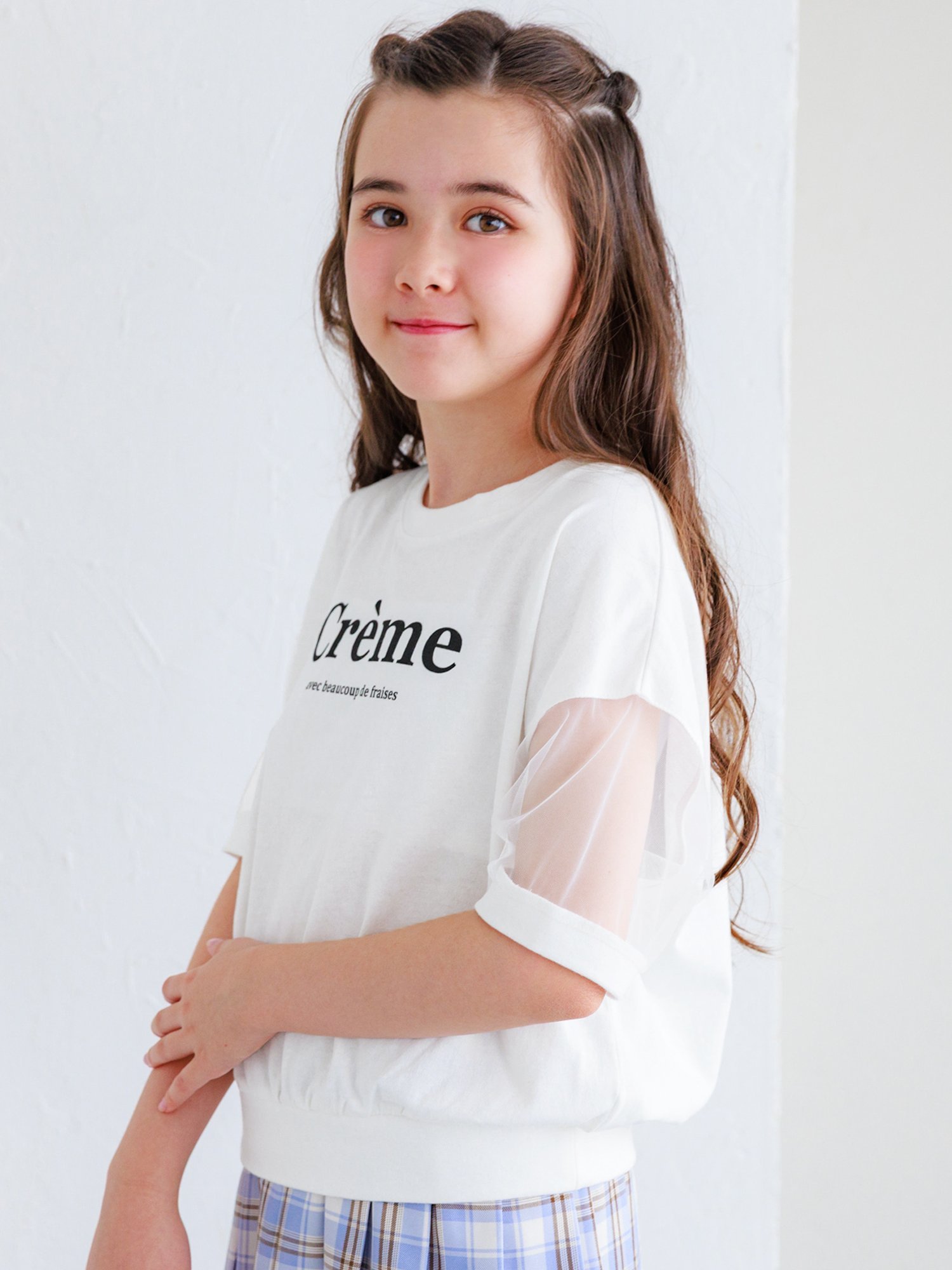 coca キッズ ガールズ 袖シアーロゴ半袖Tシャツ コカ トップス カットソー・Tシャツ ホワイト ブラックのサムネイル