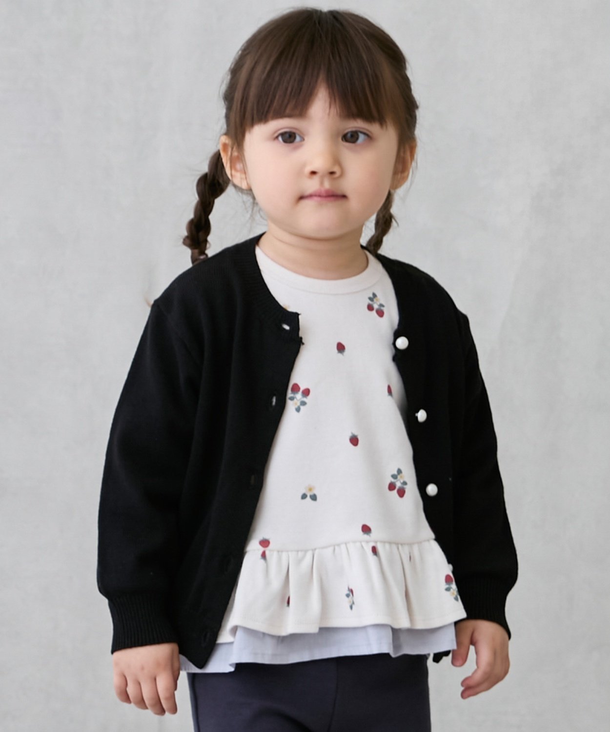 petit main 【リンク】パールボタンニットカーディガン ナルミヤオンライン トップス カーディガン グ..