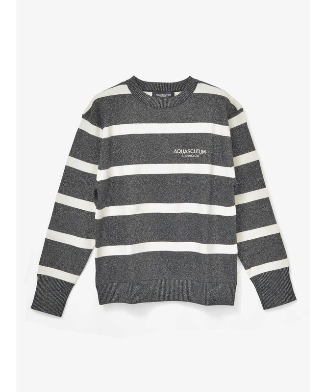 Aquascutum GOLF GOLF WOMEN AQロゴボーダーニットクルー アクアスキュータム トップス ニット ブラッ..