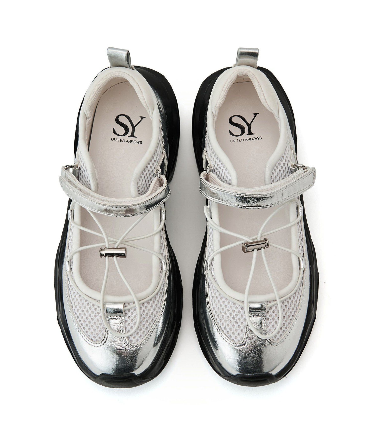 【SALE／30%OFF】SY UNITED ARROWS ＜SY＞レースアップベルクロ フラット50●↑ ユナイテッドアローズ アウトレット シューズ・靴 スニーカー シルバー ブラック【送料無料】のサムネイル