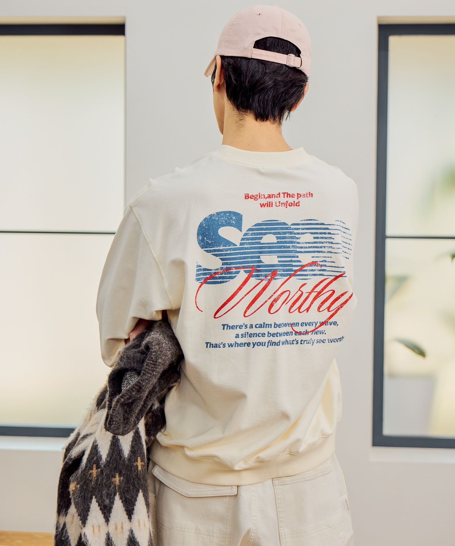 SNOWバックプリントTシャツ ベイフロー トップス カットソー・Tシャツ ホワイト ネイビー パープル グレー