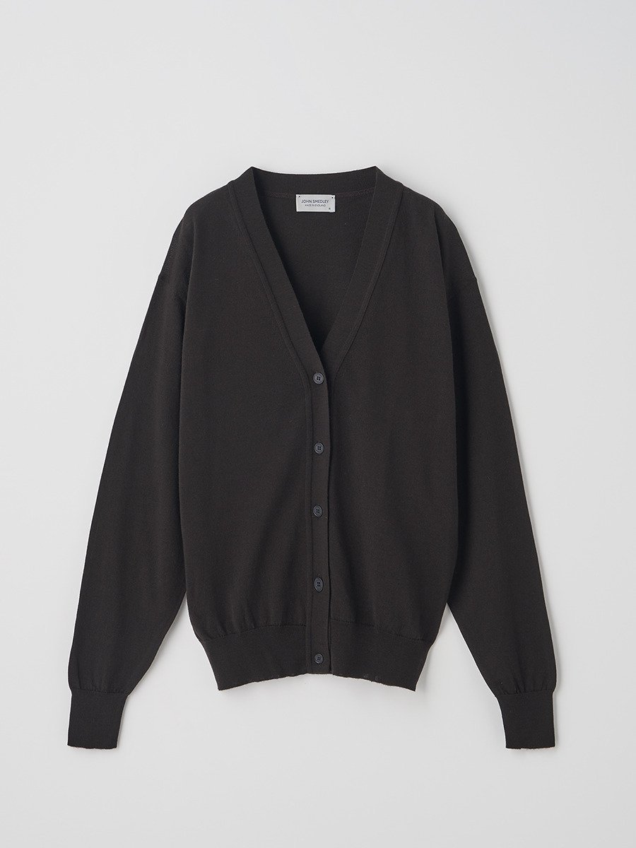 JOHN SMEDLEY Vネック長袖ニットカーディガン ｜ A4664 ｜ 30G COMMON FIT ジョンスメドレー トップス ニット ブラウン【送料無料】