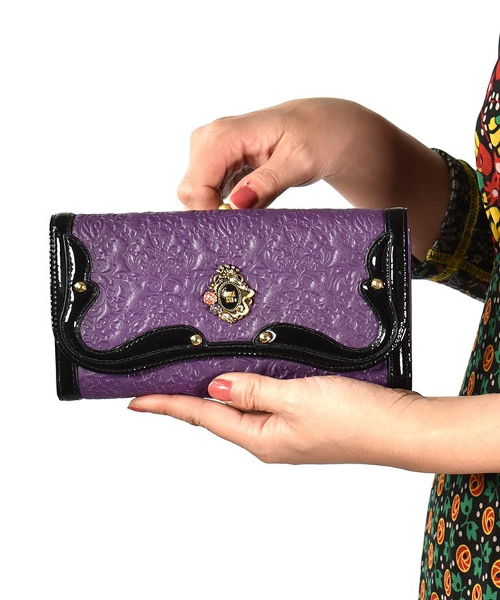 ANNA SUI セルパン 口金長財布 クイーポ 財布 ポーチ ケース 財布 パープル ブラック レッド ゴールド【送料無料】