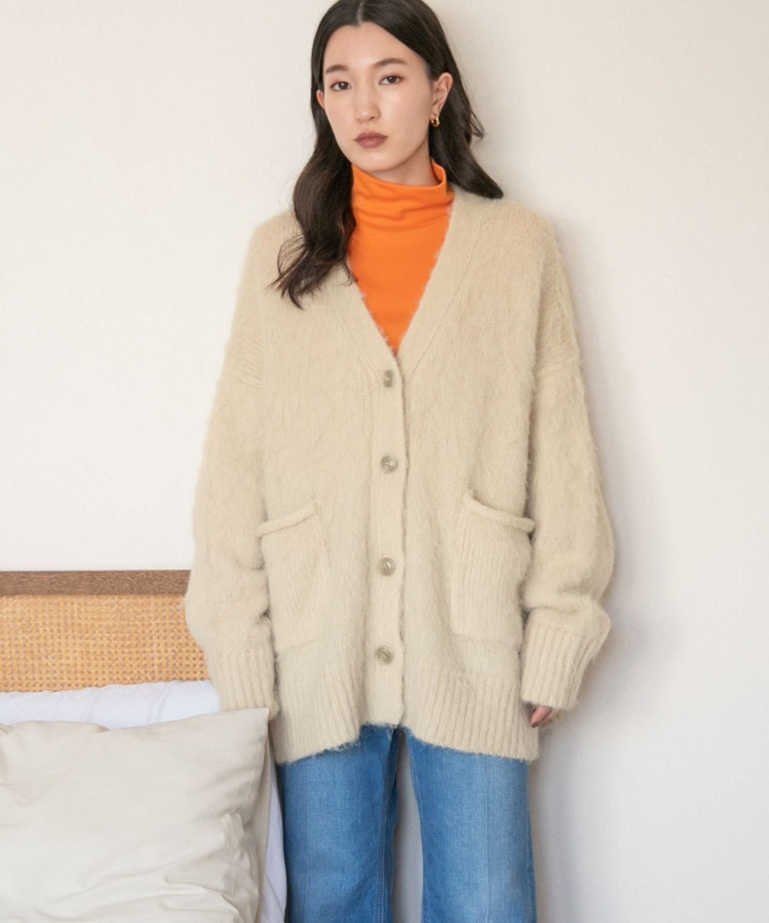 【SALE／50%OFF】LOWRYS FARM (W)ポケツキシャギーCDLS ローリーズファーム トップス カーディガン ベージュ グレー ピンク ブラウンのサムネイル