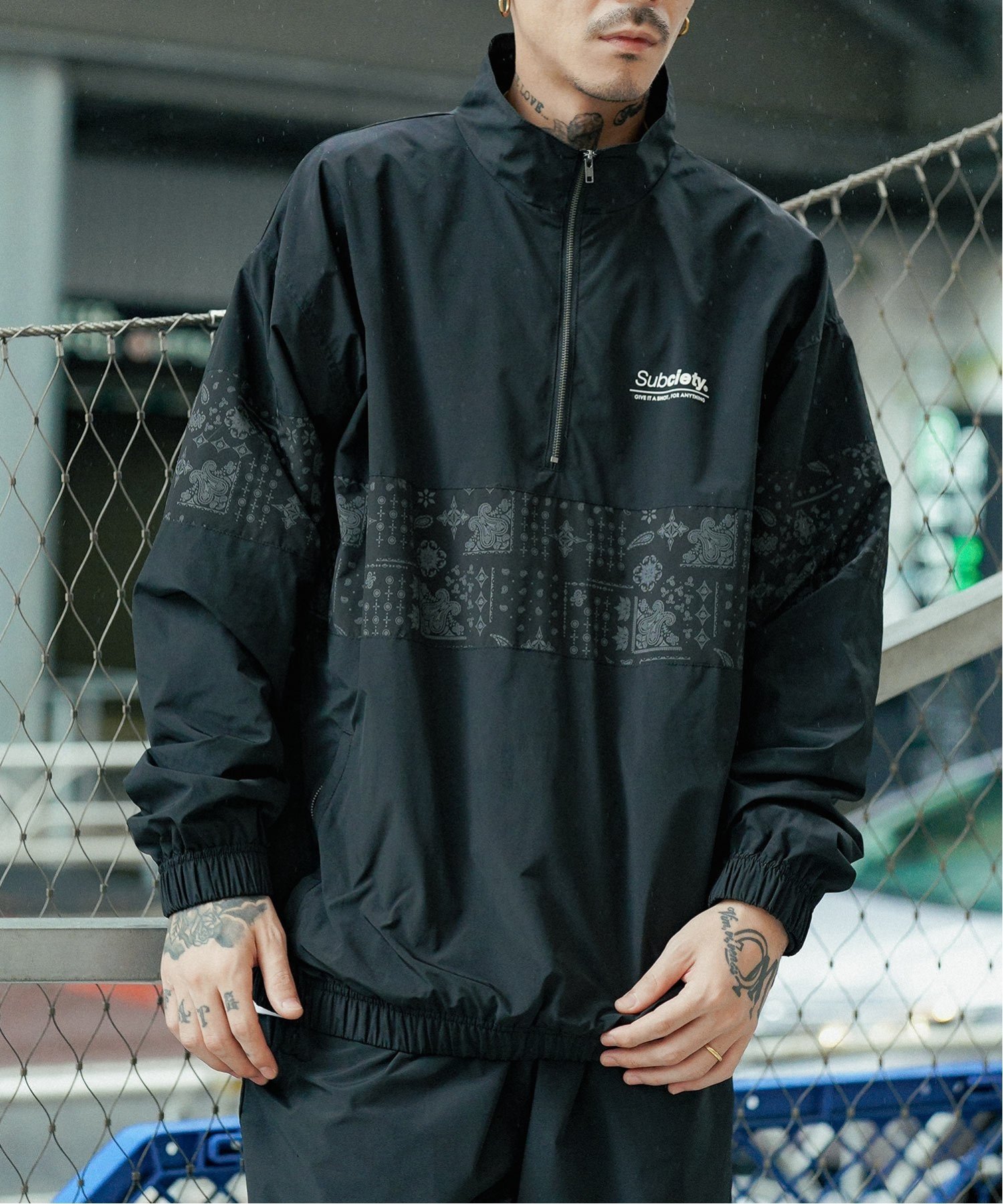 【SALE／50%OFF】Subciety Subciety/(U)PAISLEY HALFZIP JKT サブサエティ ジャケット・アウター ブルゾン・ジャンパー ブラック レッド ホワイト【送料無料】