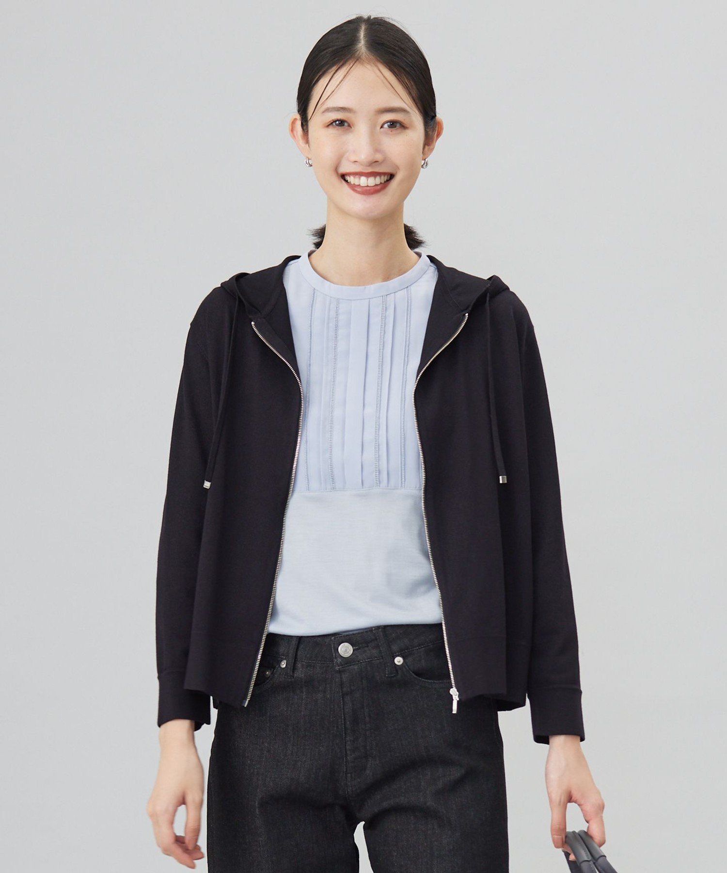 【SALE／50%OFF】J.PRESS LADIES L 【洗える】スパーク ニット パーカー ジェイプレス トップス パーカー・フーディー グレー ブラック ベージュ【送料無料】