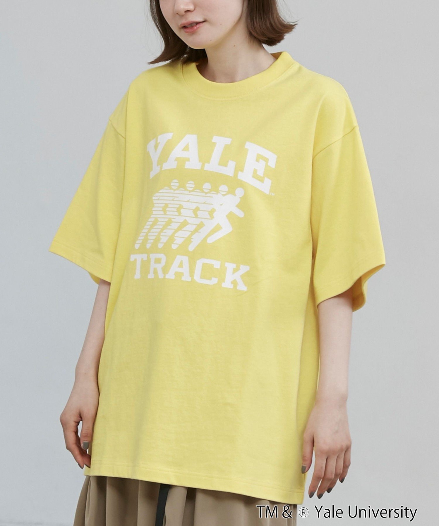 YALE別注 カレッジプリントTシャツ コーエン トップス カットソー・Tシャツ イエロー ホワイト ネイビー グレー