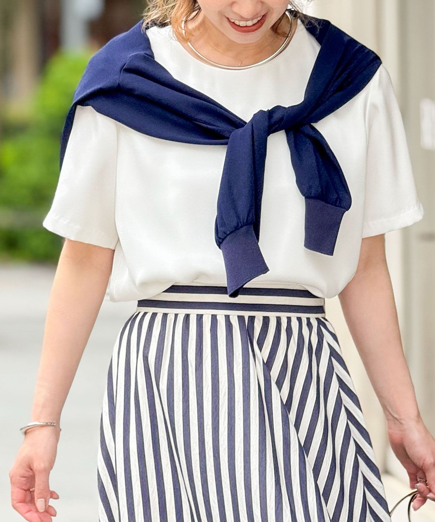 【SALE／40%OFF】NOLLEY'S オトナサテン半袖Tブラウス ノーリーズ トップス シャツ・ブラウス ホワイト ネイビー ブラック ベージュ【送料無料】のサムネイル