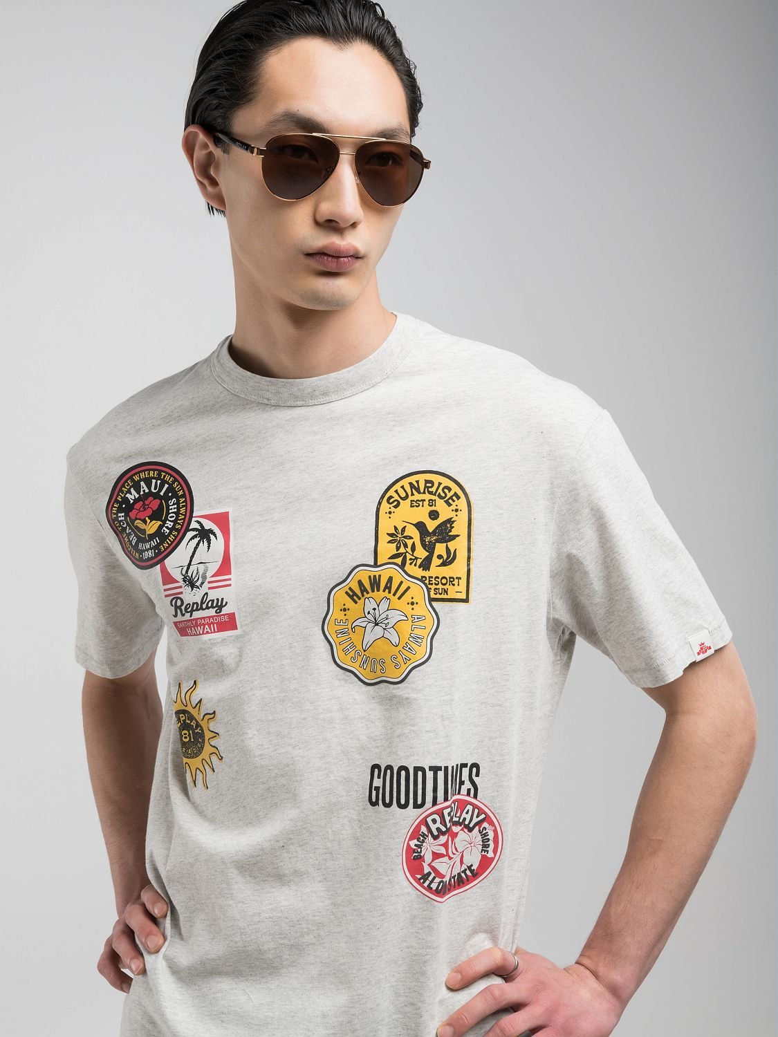 【SALE／10%OFF】REPLAY リラックスフィット HAWAIプリントTシャツ リプレイ トップス カットソー・Tシャツ【送料無料】