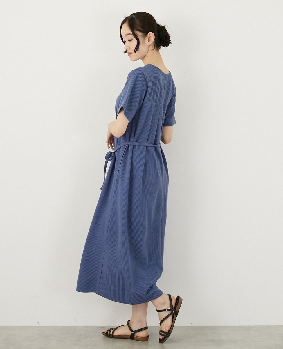 MELROSE CLAIRE 【サッカーヨーク切替ベルテッドカットワンピース】 メルローズクレール ワンピース・ドレス その他のワンピース・ドレス ブラック ブルー