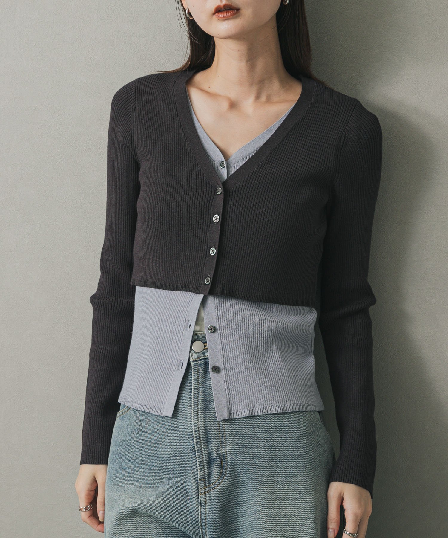 【SALE／34%OFF】SENSE OF PLACE ダブルレイヤードカーディガン センス オブ プレイス トップス カーデ..