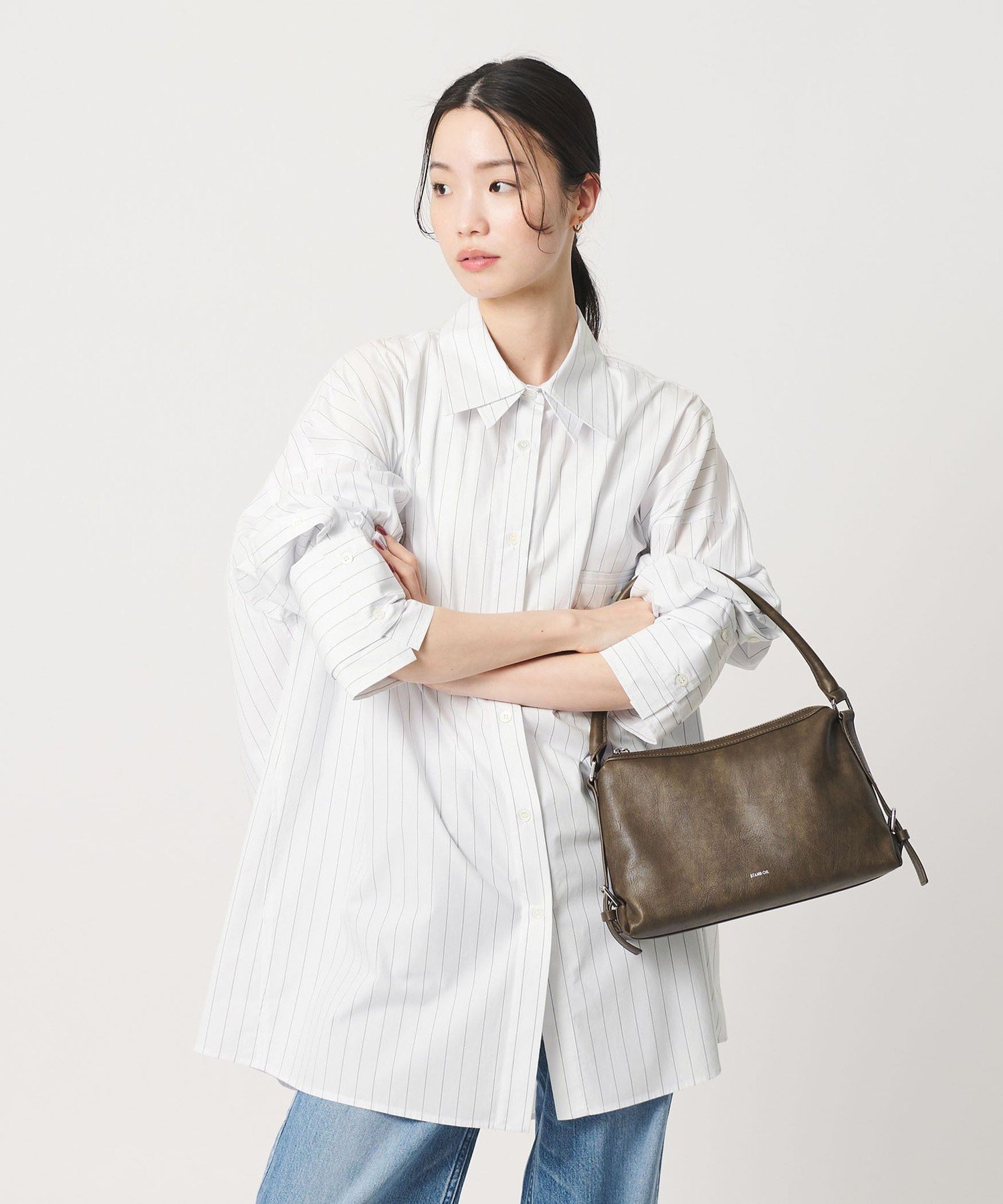 ＜provoke＞ストライプ レイヤード ビッグシャツ ビューティー＆ユース ユナイテッドアローズ トップス シャツ・ブラウス ホワイト