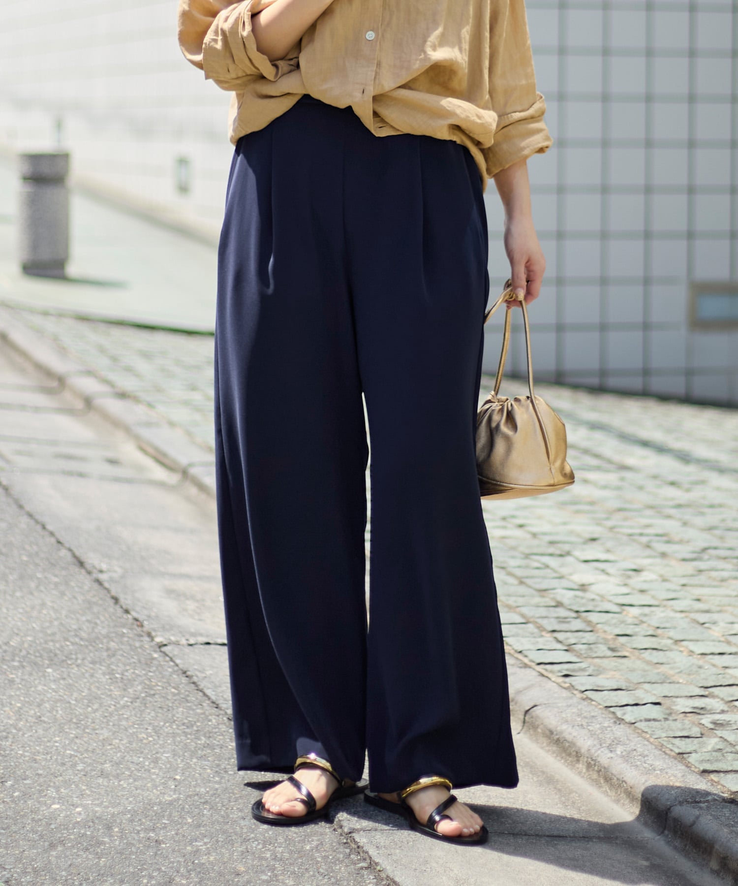 MICA&DEAL シルキーストレートワイドパンツ＜2サイズ展開＞＜セットアップ対応＞ マイカアンドディール パンツ スラックス・ドレスパンツ グリーン ネイビー ベージュ