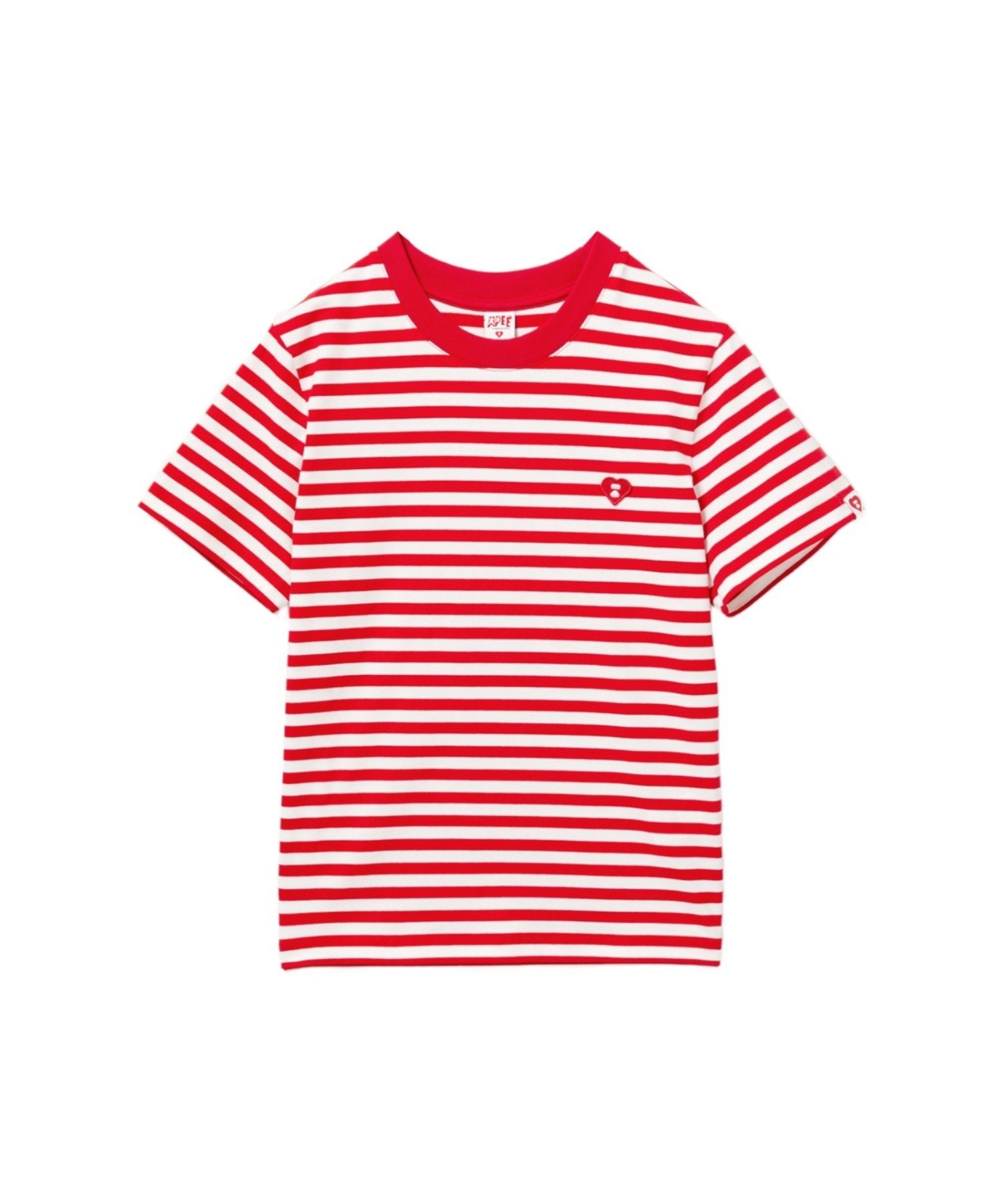 HEART BADGE STRIPED TEE ア ベイシング エイプ トップス カットソー・Tシャツ ブラック レッド