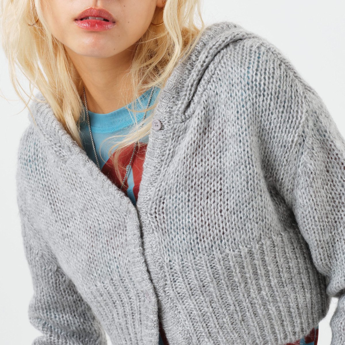 atmos pink atmos pink See-through Knit Parka GRAY アトモス トップス ニット グレー