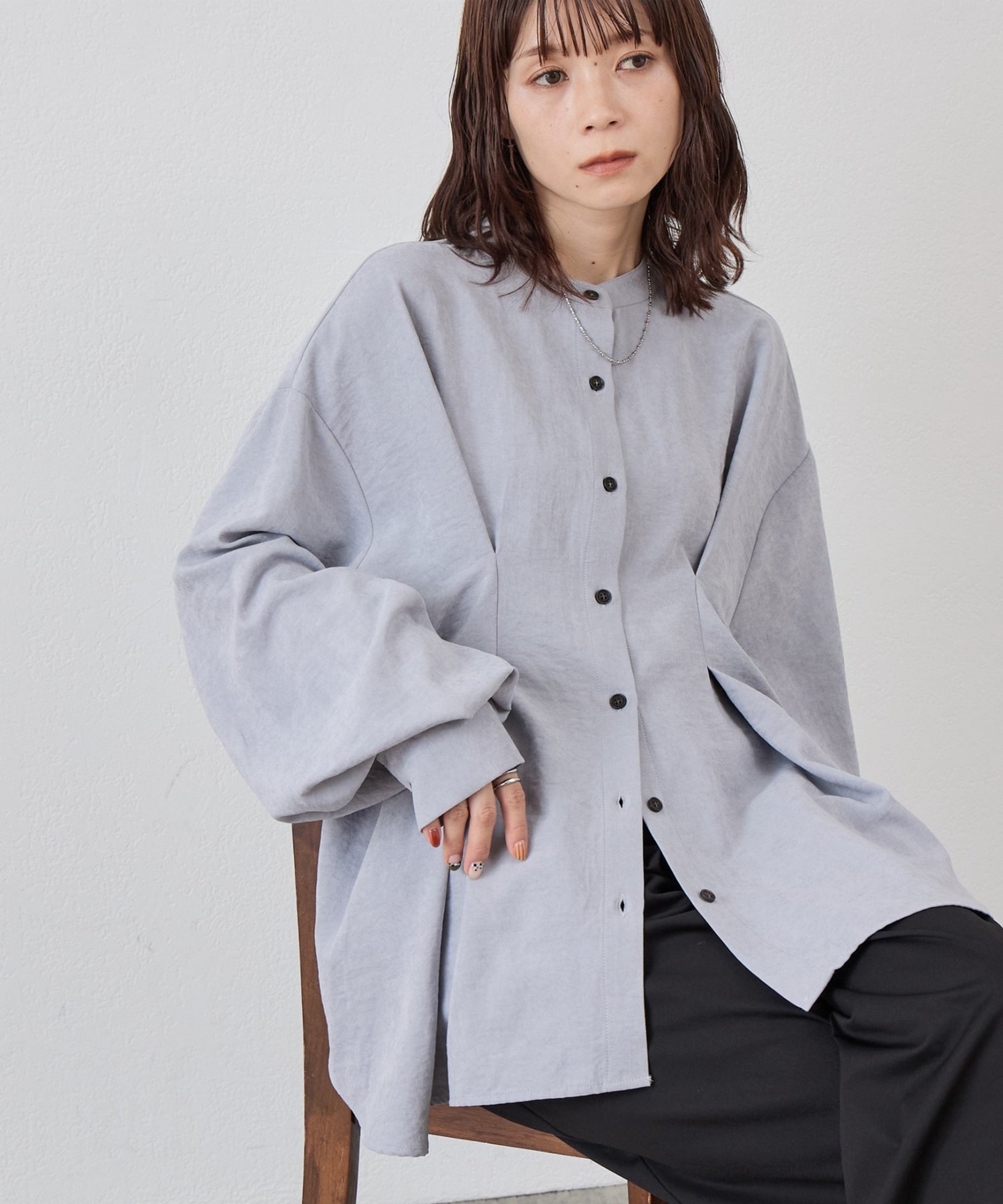Discoat 【WEB限定 】ピーチスキンタックオーバーシャツ ディスコート トップス シャツ・ブラウス ピンク ベージュ【送料無料】