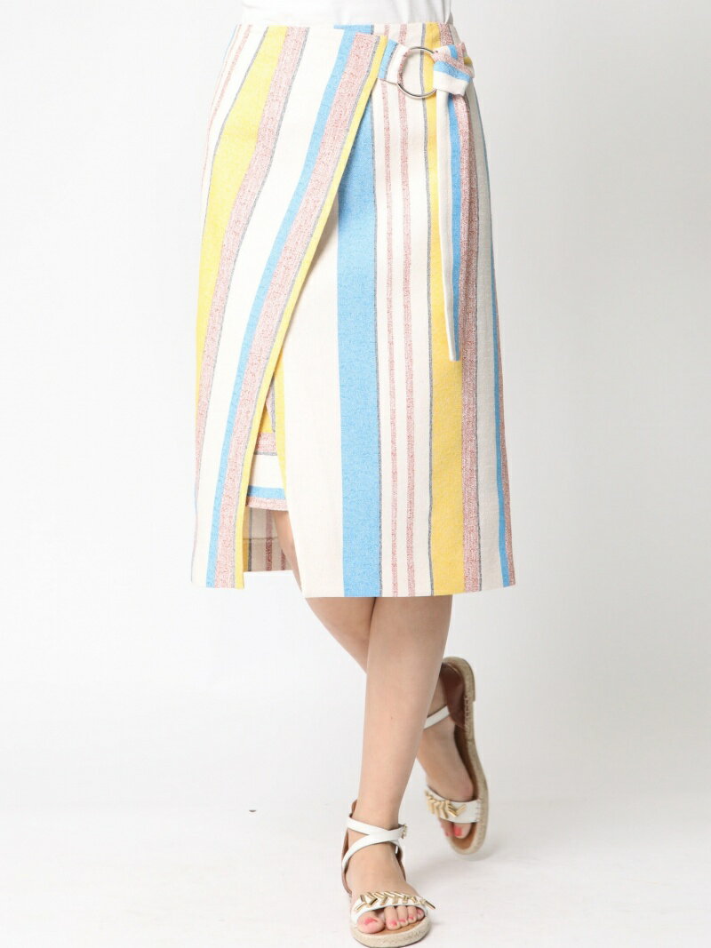 Viaggio Blu ーPHILEAー マルチボーダーラップ風デザインスカート ビアッジョブルー スカート その他のスカート ホワイト【送料無料】