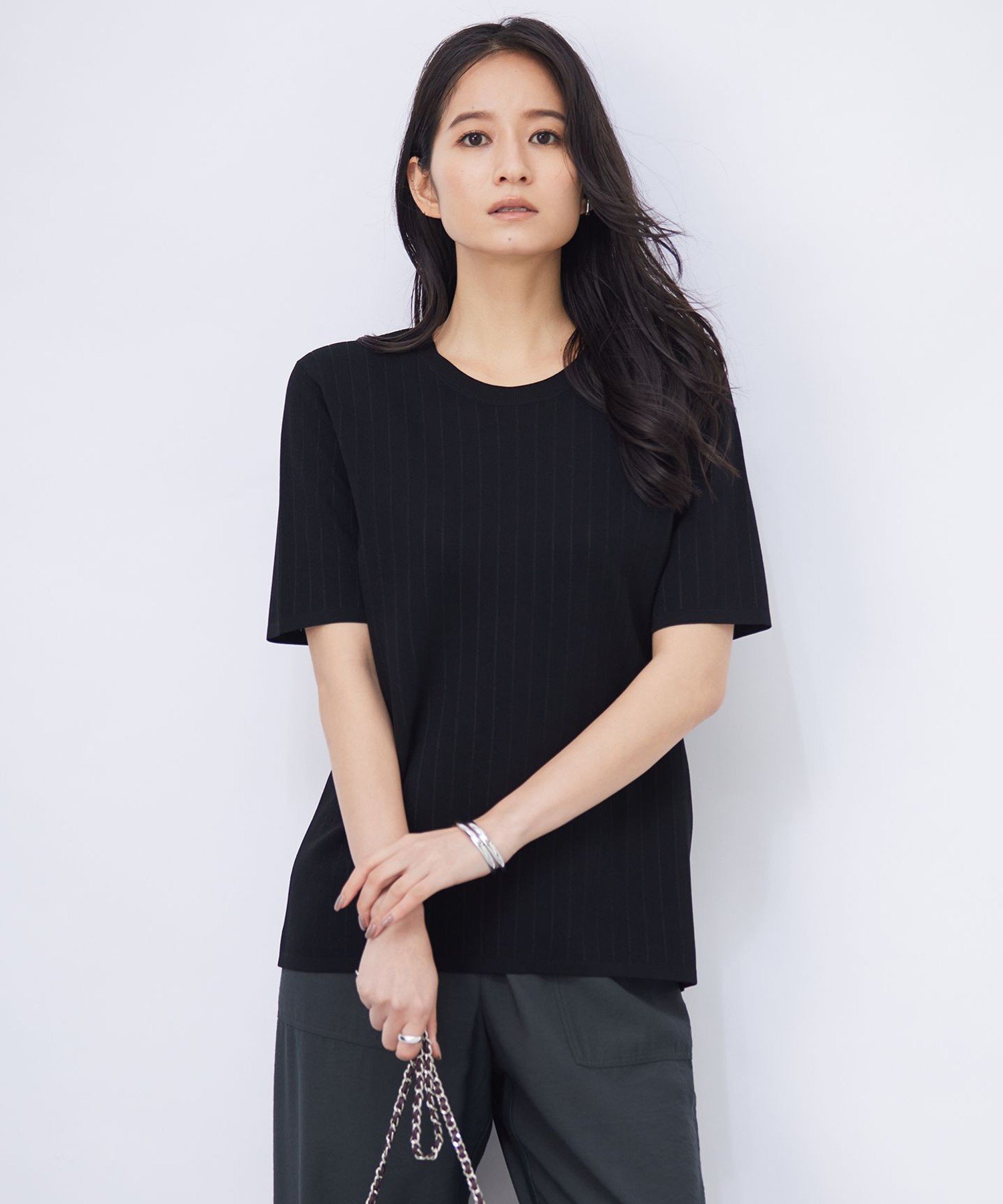 【SALE／40%OFF】ICB L 【洗える】 ストライプパターン ニットトップス アイシービー トップス ニット ..