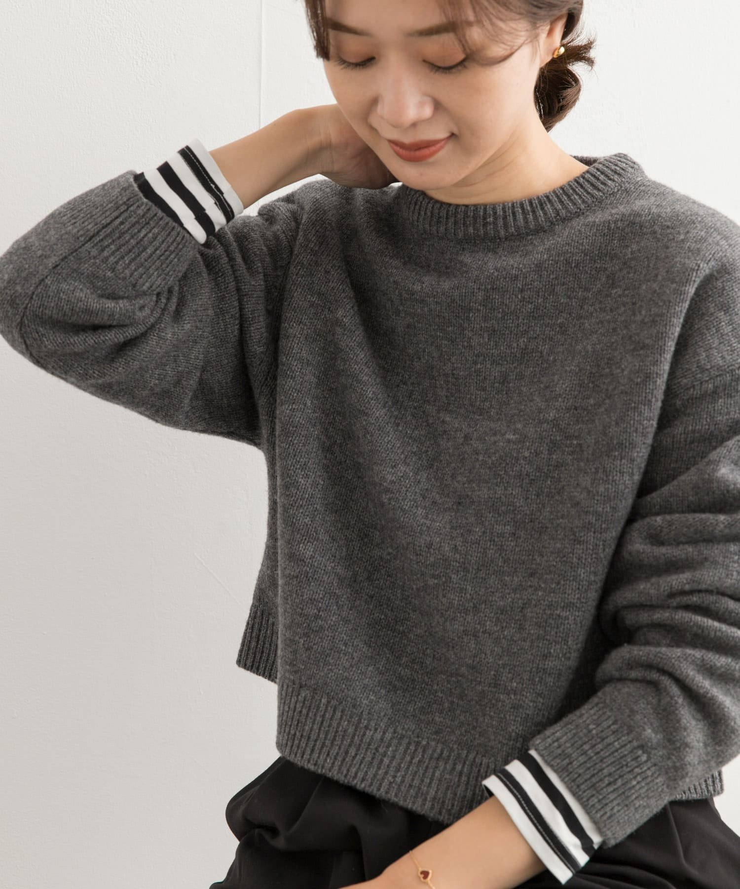 【SALE／64%OFF】URBAN RESEARCH DOORS ショート丈ウールニット アーバンリサーチドアーズ トップス ニット グレー ブラウン ブルーのサムネイル