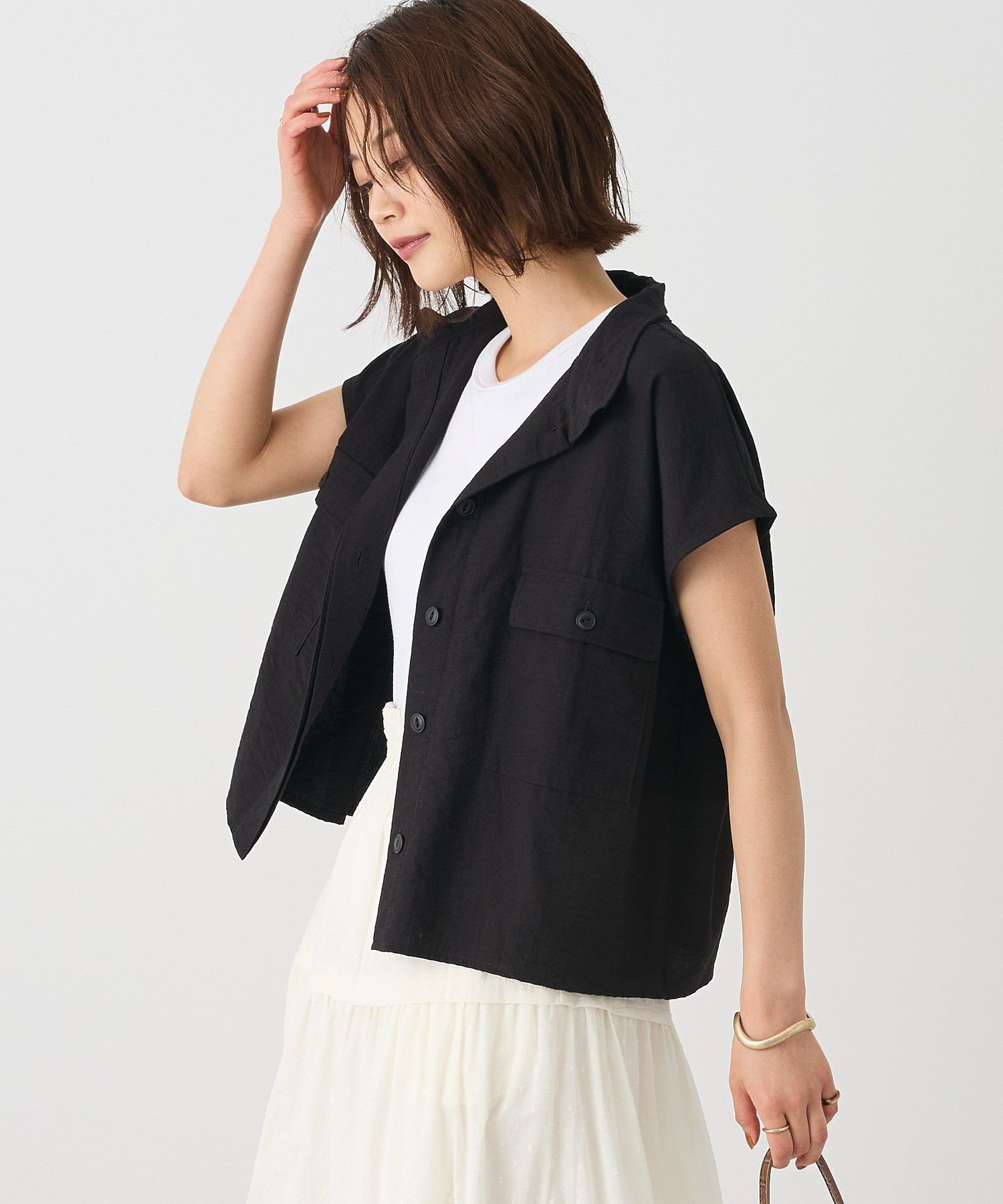 【SALE／50%OFF】CRAFT STANDARD BOUTIQUE カーゴシャツ クラフトスタンダードブティック トップス シャツ・ブラウス ブラック ブラウンのサムネイル