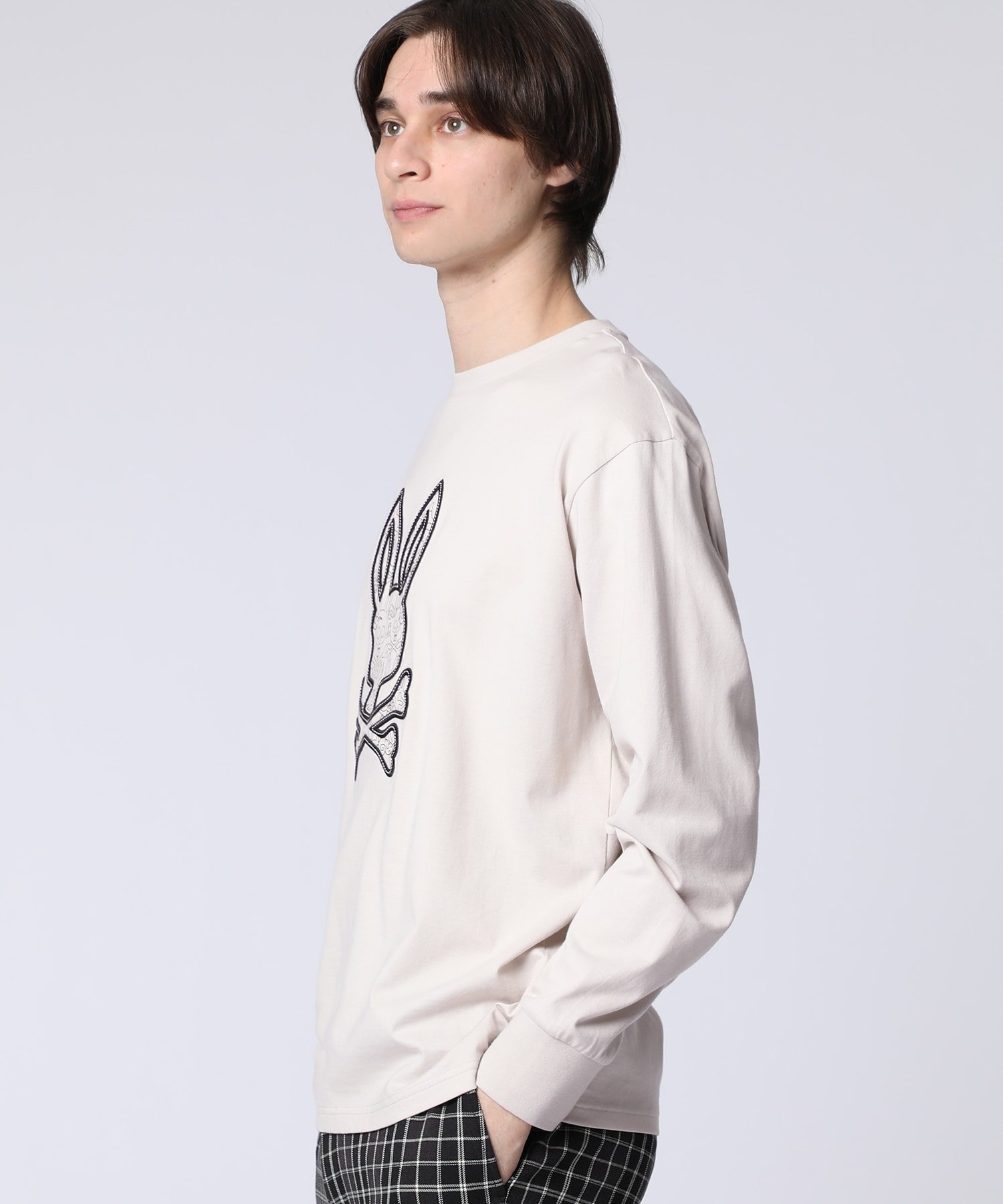 Psycho Bunny サイケデリック総柄 ロングスリーブTシャツ サイコバニー トップス カットソー・Tシャツ ベージュ ブラック【送料無料】