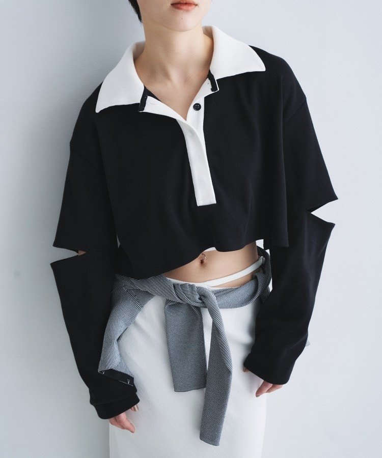 CODE A cropped lager tee コードエー トップス カットソー・Tシャツ ブラック