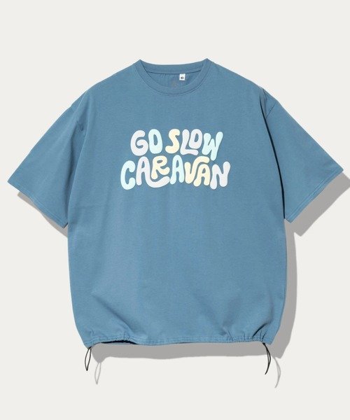 シリコンバイオ ヒッピーロゴ ゆったり TEE (MENS) ゴースローキャラバン トップス カットソー・Tシャツ ブルー