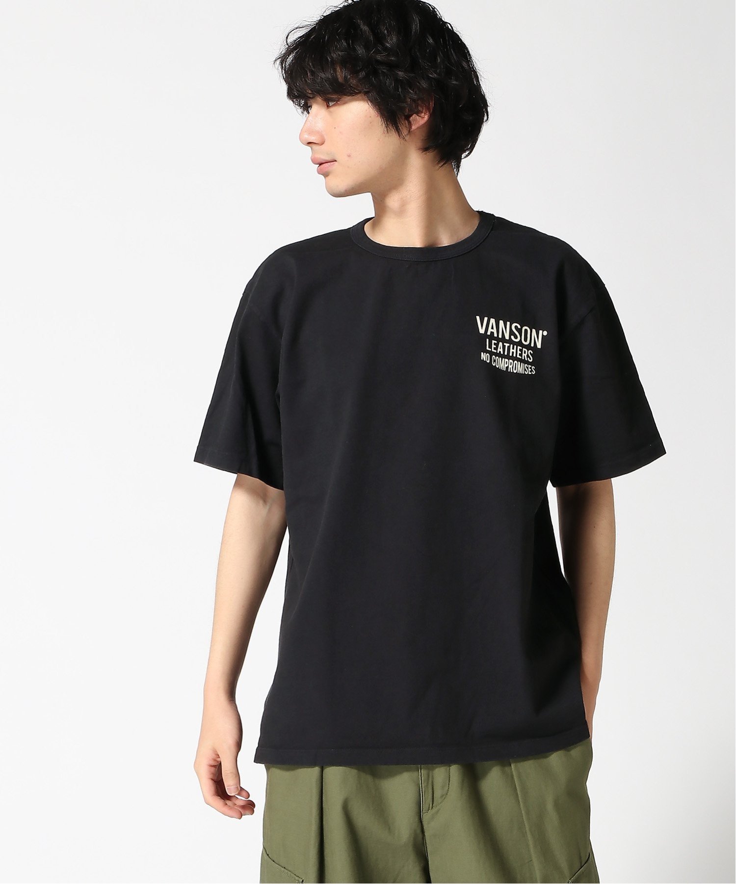 VANSON (M)VANSON/VANSON-MADE IN USA-ヘビーオンス・ボーン-SSTEE ジャックローズ トップス カットソー・Tシャツ ブラック ホワイト【送料無料】