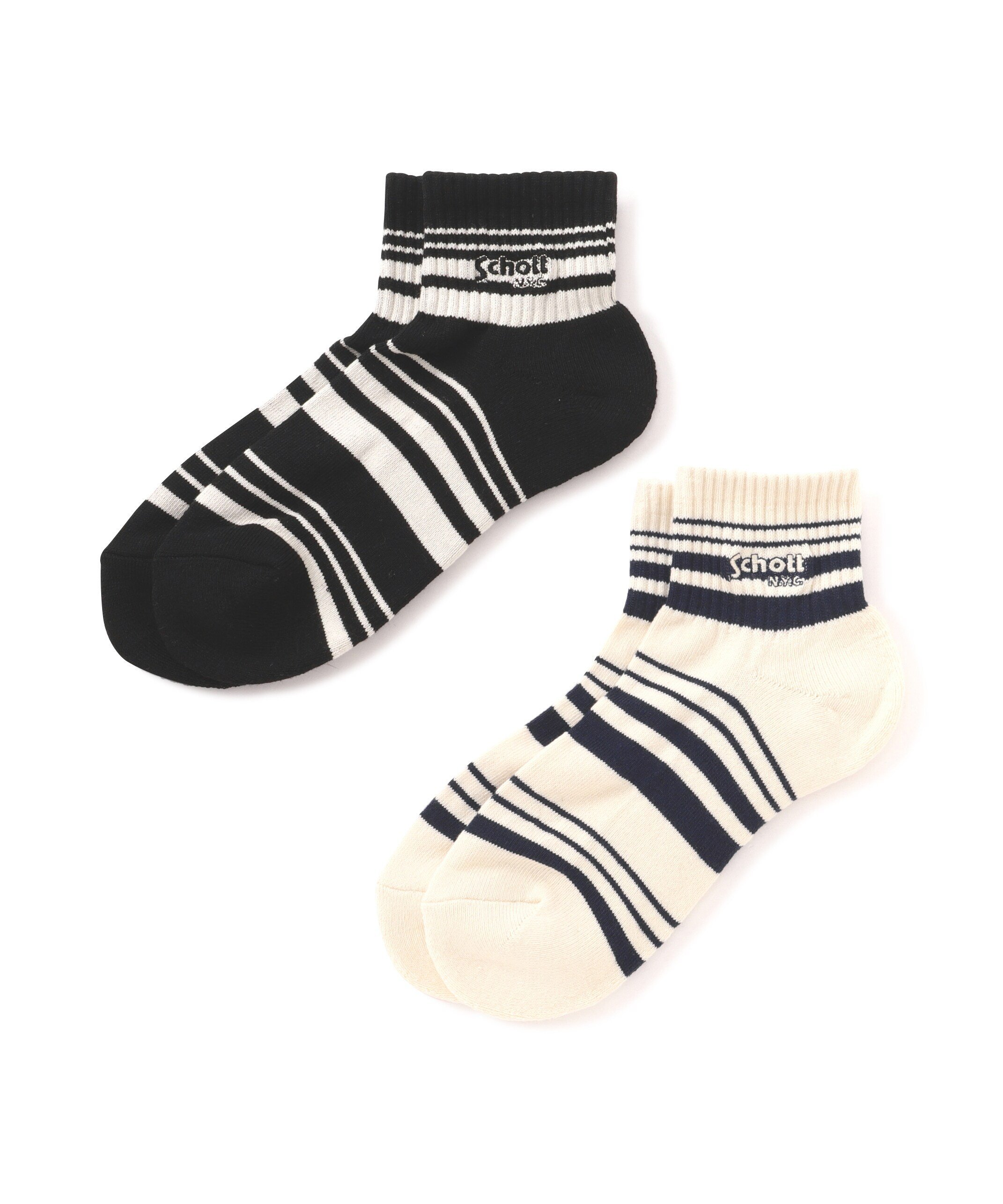 Schott 直営限定/SOCKS HORIZONTAL STRIPES/ホリゾンタル ストライプス ショット 靴下・レッグウェア 靴下