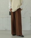 【SALE/38%OFF】La-gemme ウールライクワイドパンツ ラジュール パンツ スラックス・ドレスパンツ ホワイト ブラウン ブラック
