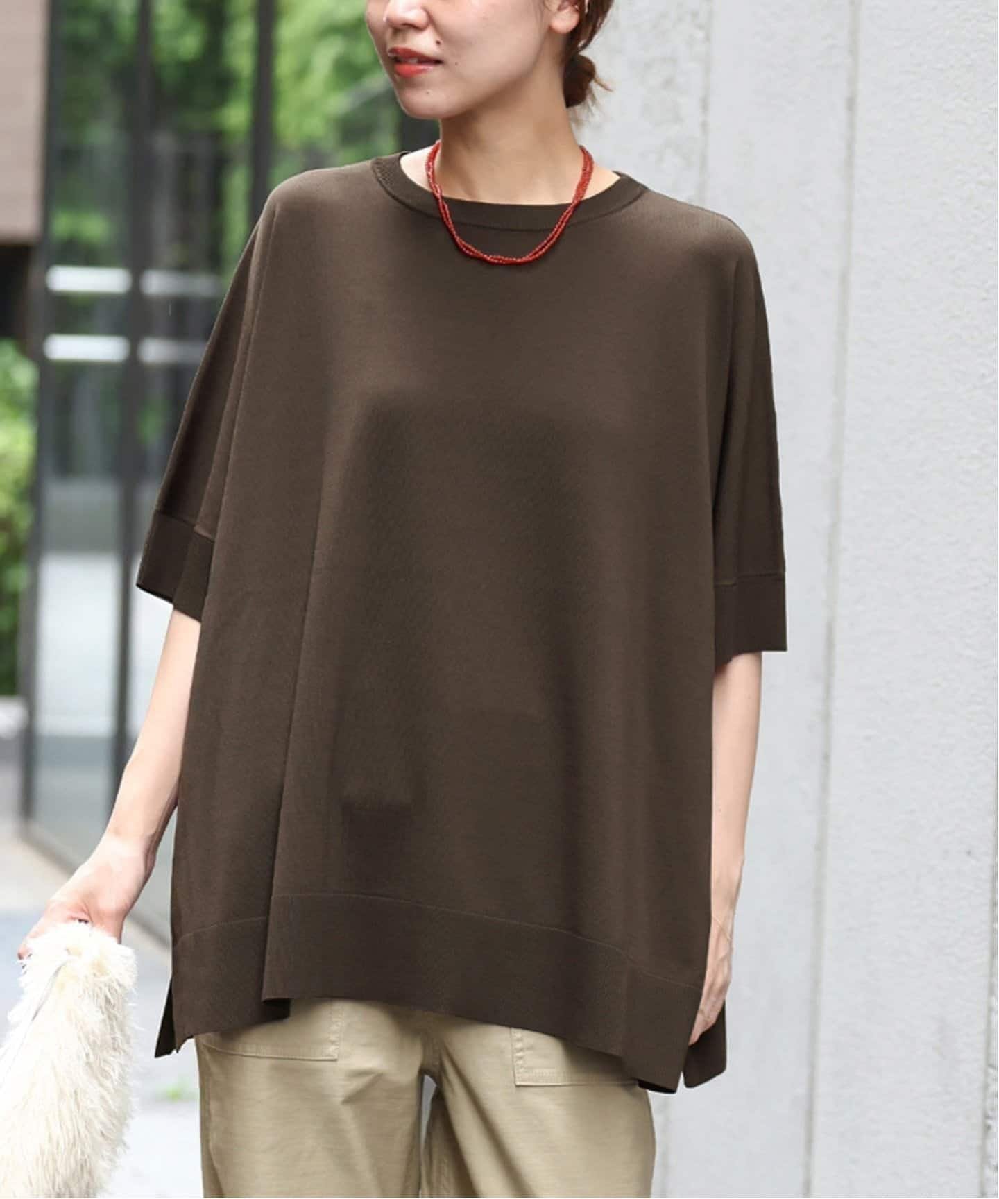 JOURNAL STANDARD relume 《追加4》接触冷感 / ウォッシャブルクールポンチョプルオーバー ジャーナル スタンダード レリューム トップス ニット ブラウン ブラック グレー【送料無料】