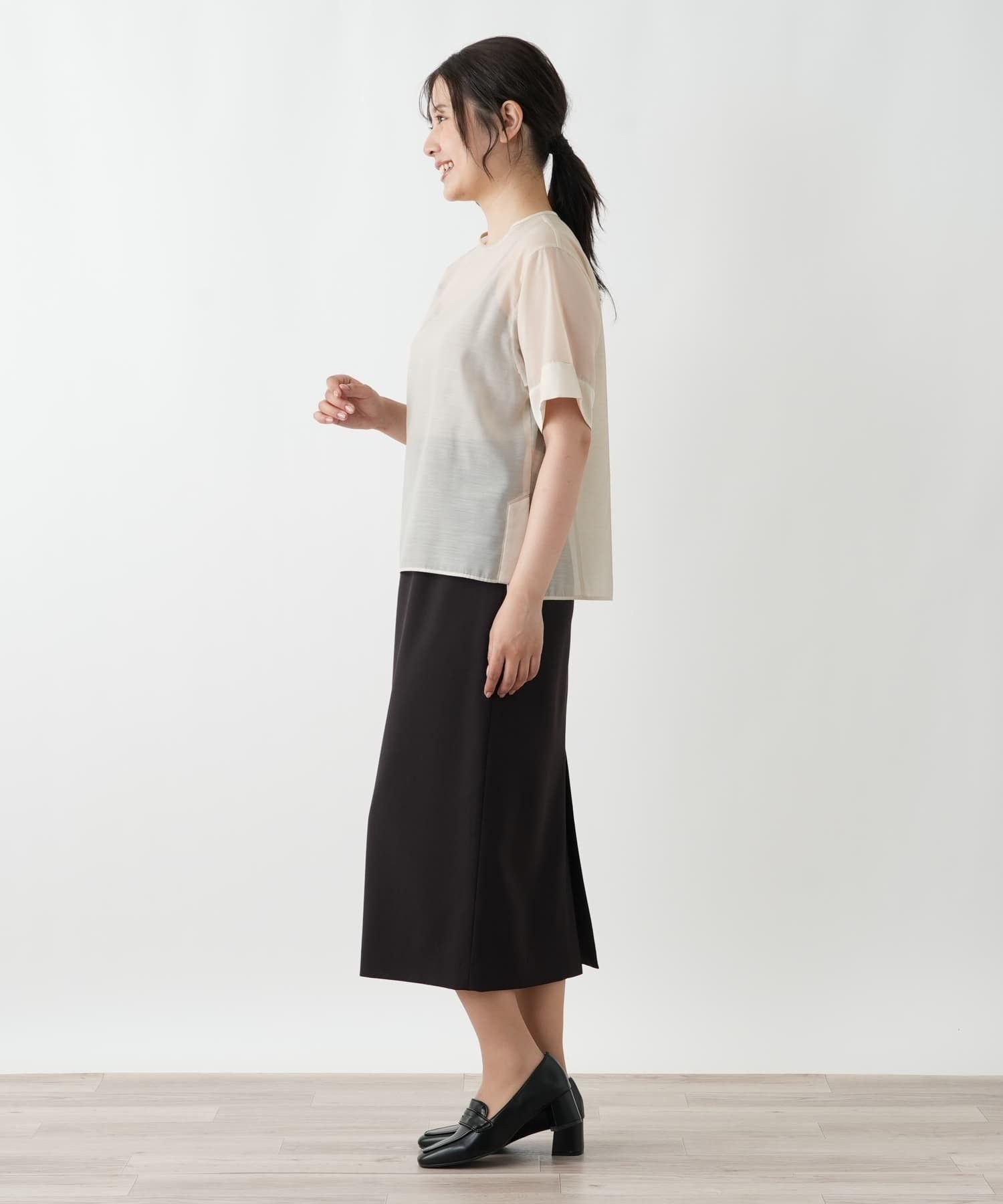 Leilian シアーカットソー【BOURGE】 レリアン トップス カットソー・Tシャツ ベージュ
