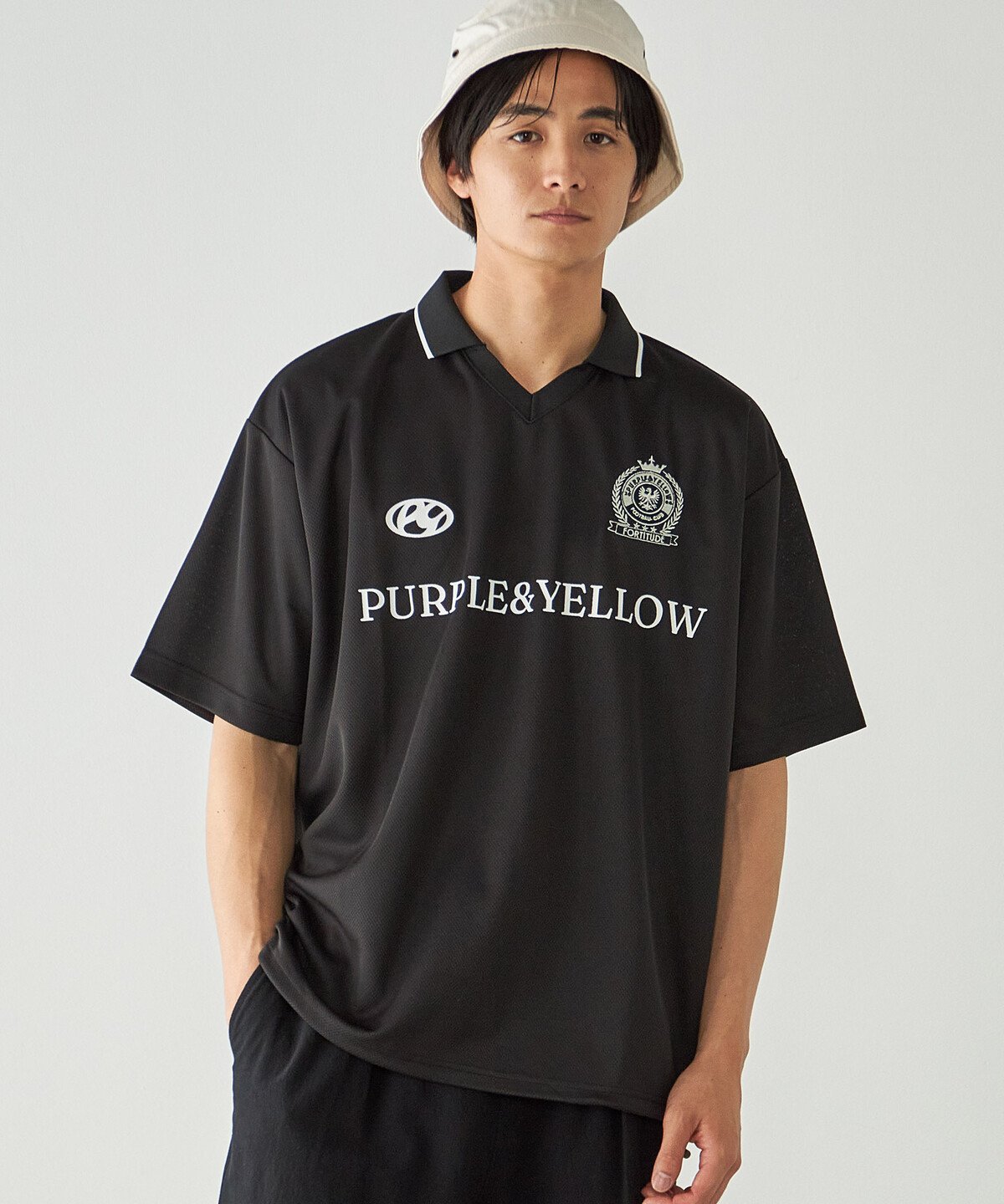Purple&Yellow ゲームシャツ コムサイズム トップス カットソー・Tシャツ ブラック ホワイト